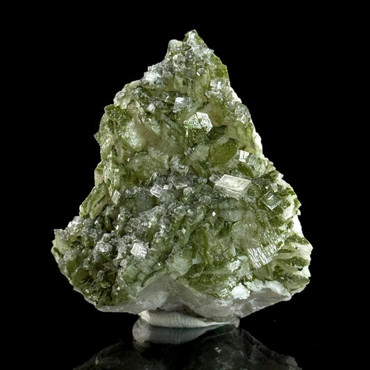 Duftite on Calcite | green crystal, rare mineral specimen from Tsumeb Mine, Namibia