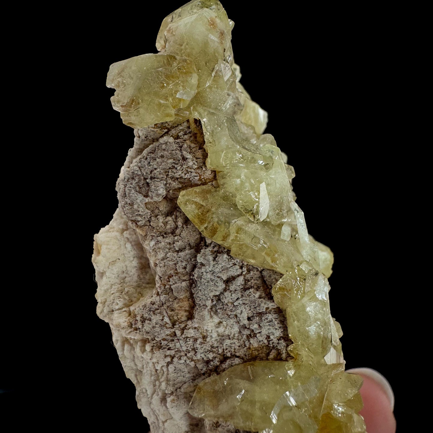 Brazilianite on Matrix | yellow crystal, mineral specimen from Brazil