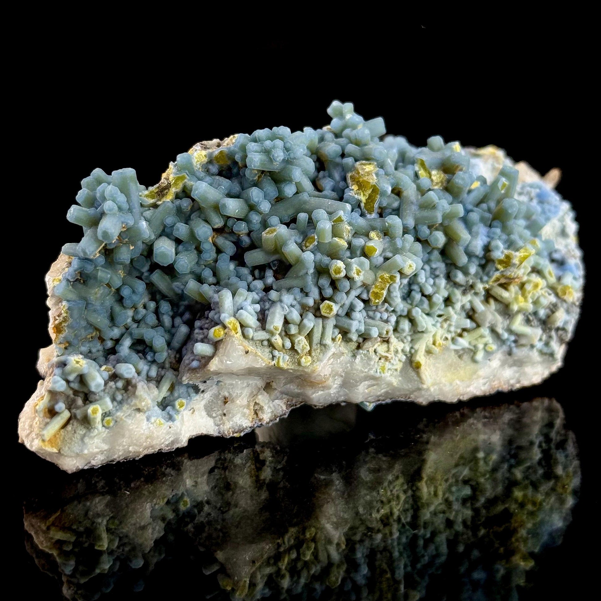 Plumbogummite | blue pyromorphite pseudomorph crystal, rare mineral specimen