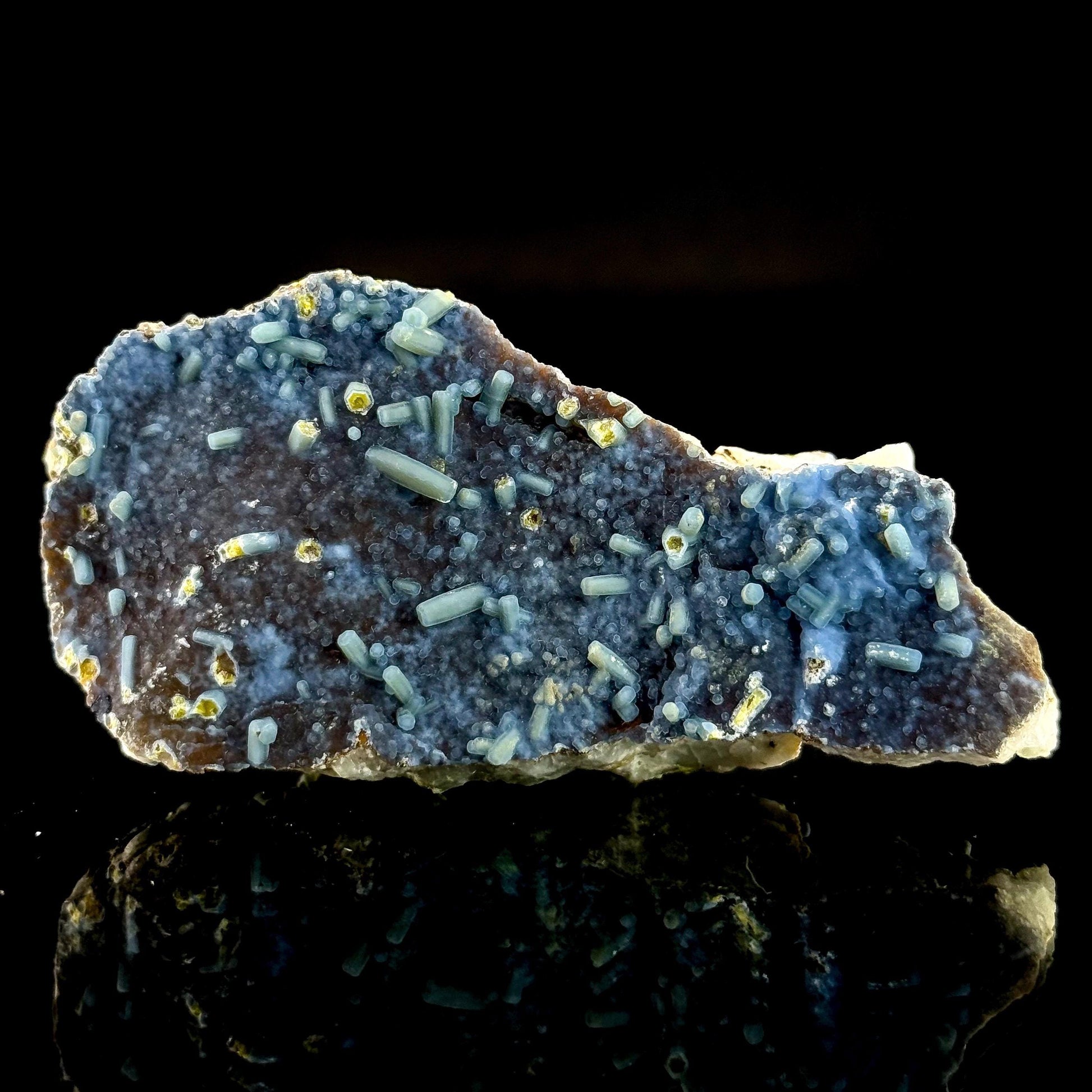 Plumbogummite | blue pyromorphite pseudomorph crystal, rare mineral specimen