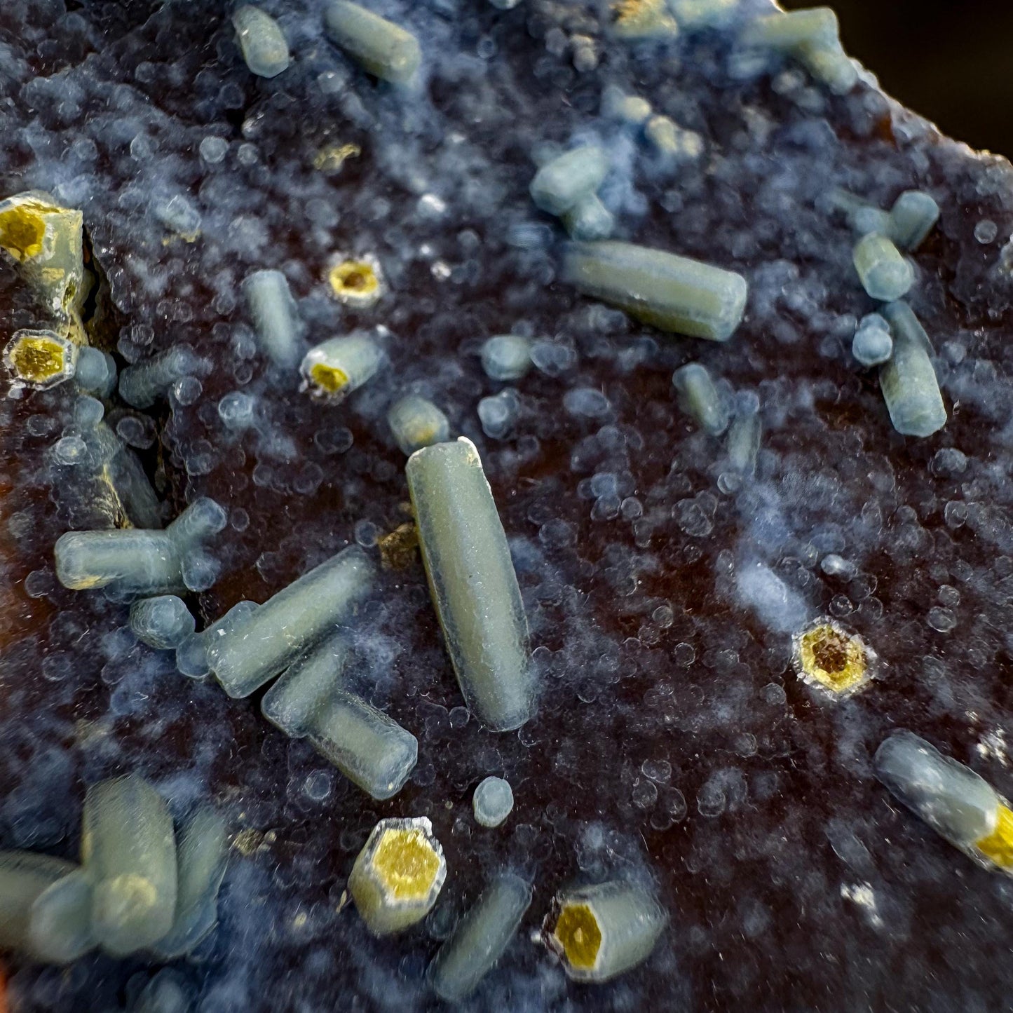 Plumbogummite | blue pyromorphite pseudomorph crystal, rare mineral specimen