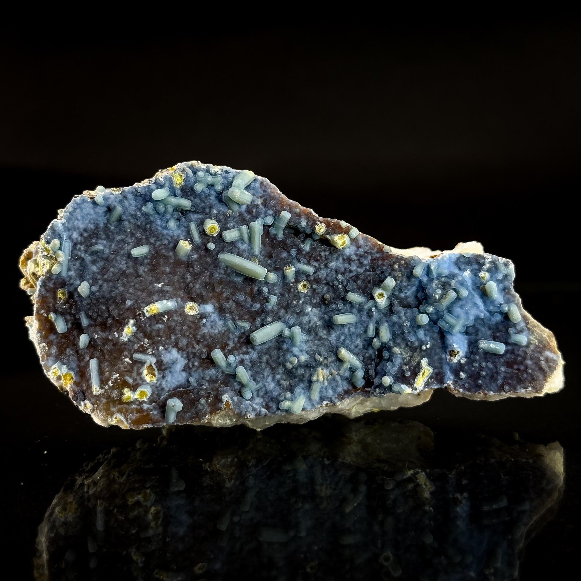 Plumbogummite | blue pyromorphite pseudomorph crystal, rare mineral specimen