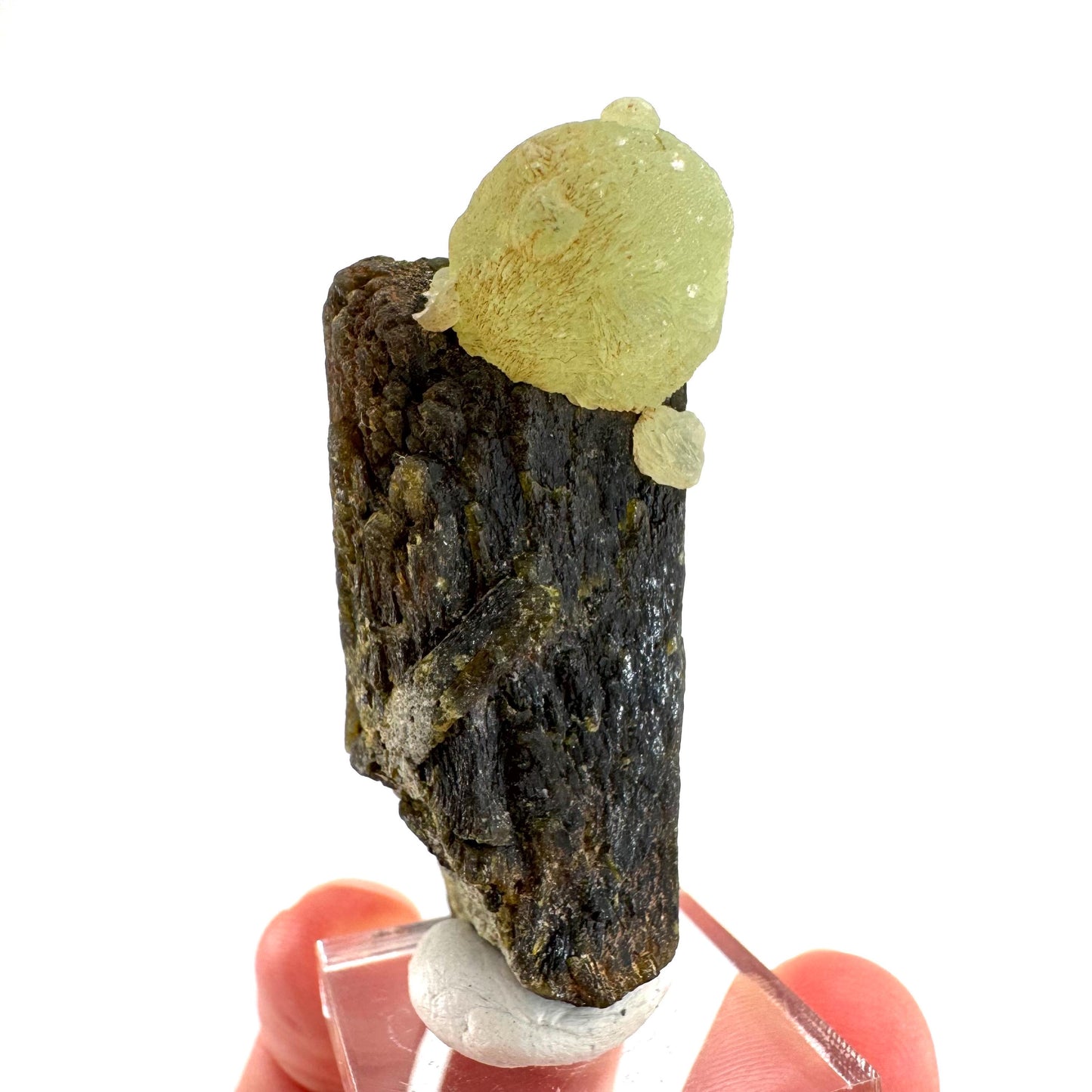 Prehnite with Epidote | Botryoidal green crystal, mineral specimen from Mali