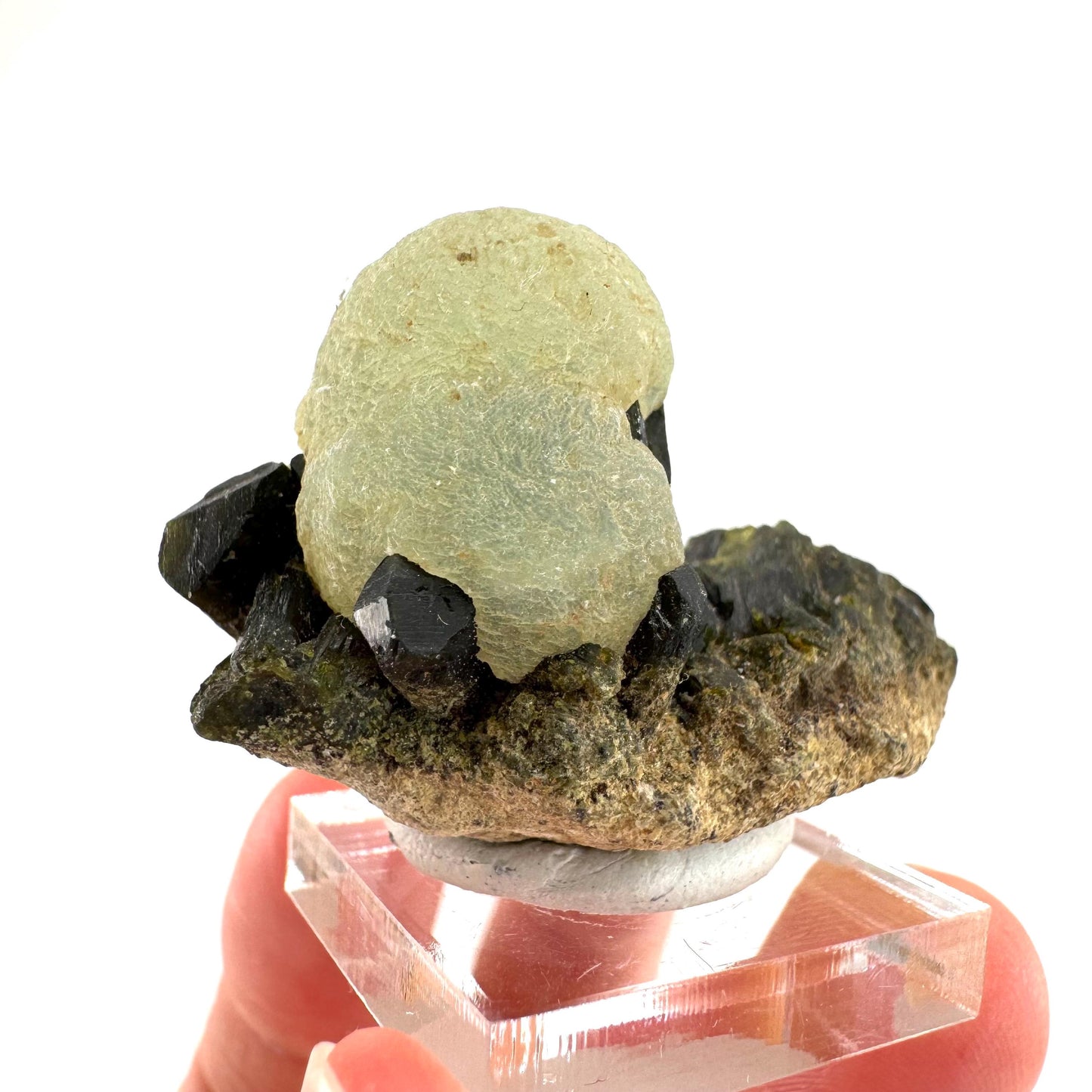 Prehnite with Epidote | Botryoidal green crystal, mineral specimen from Mali