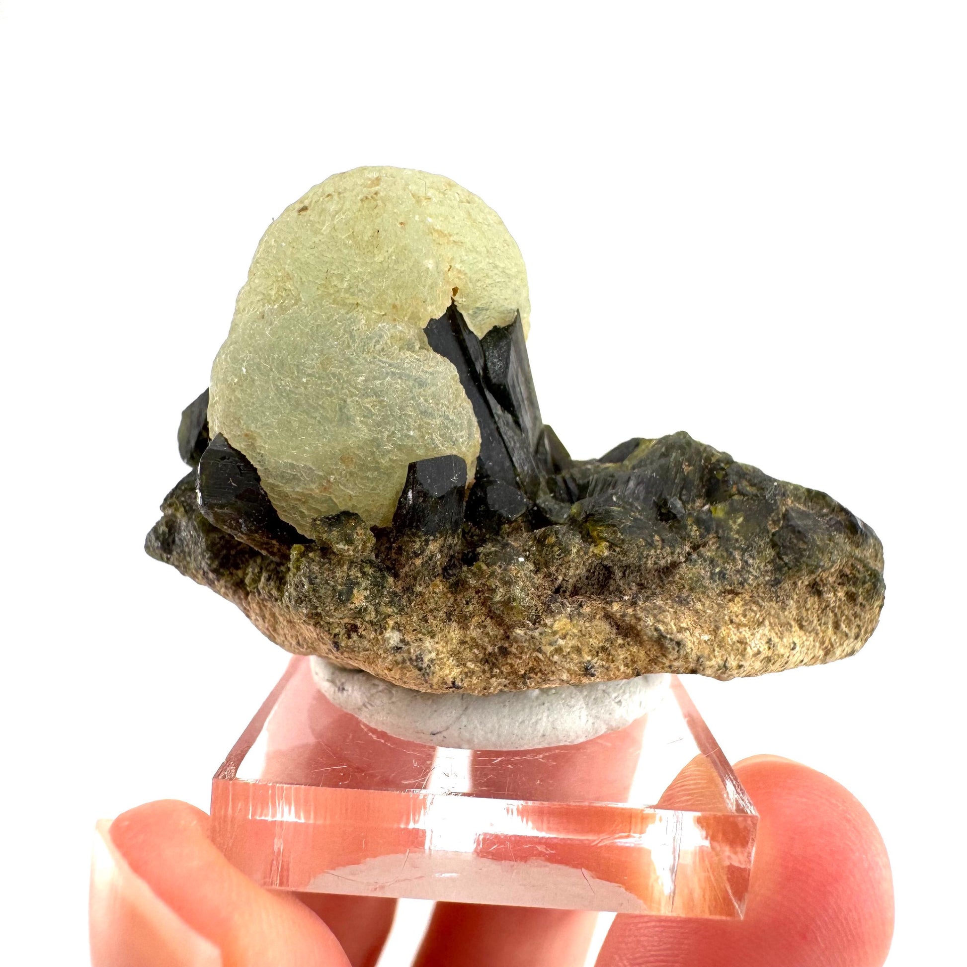 Prehnite with Epidote | Botryoidal green crystal, mineral specimen from Mali