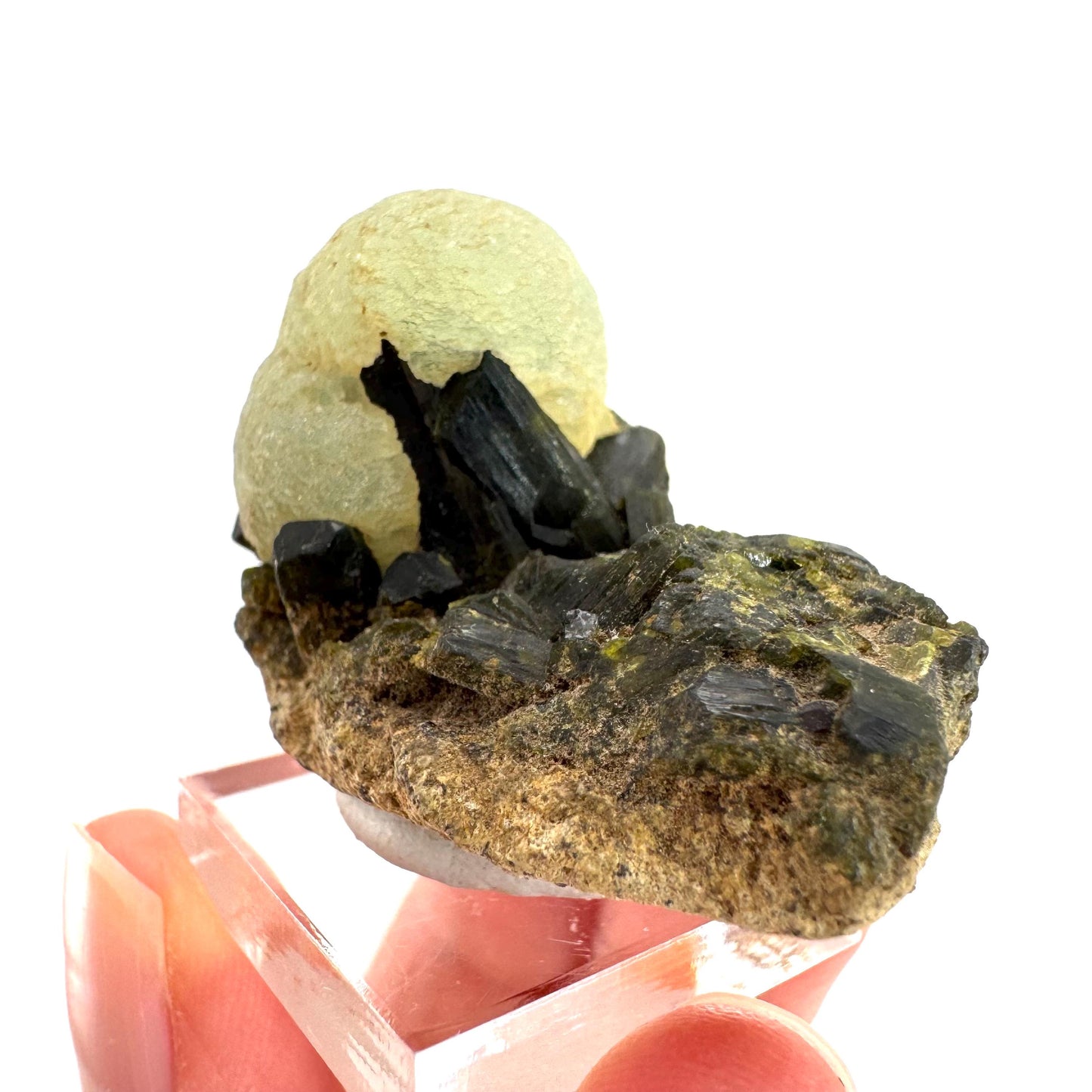 Prehnite with Epidote | Botryoidal green crystal, mineral specimen from Mali