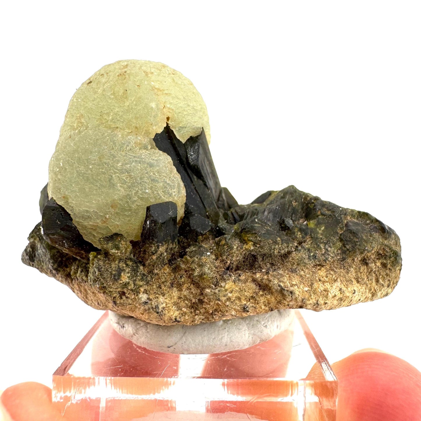 Prehnite with Epidote | Botryoidal green crystal, mineral specimen from Mali