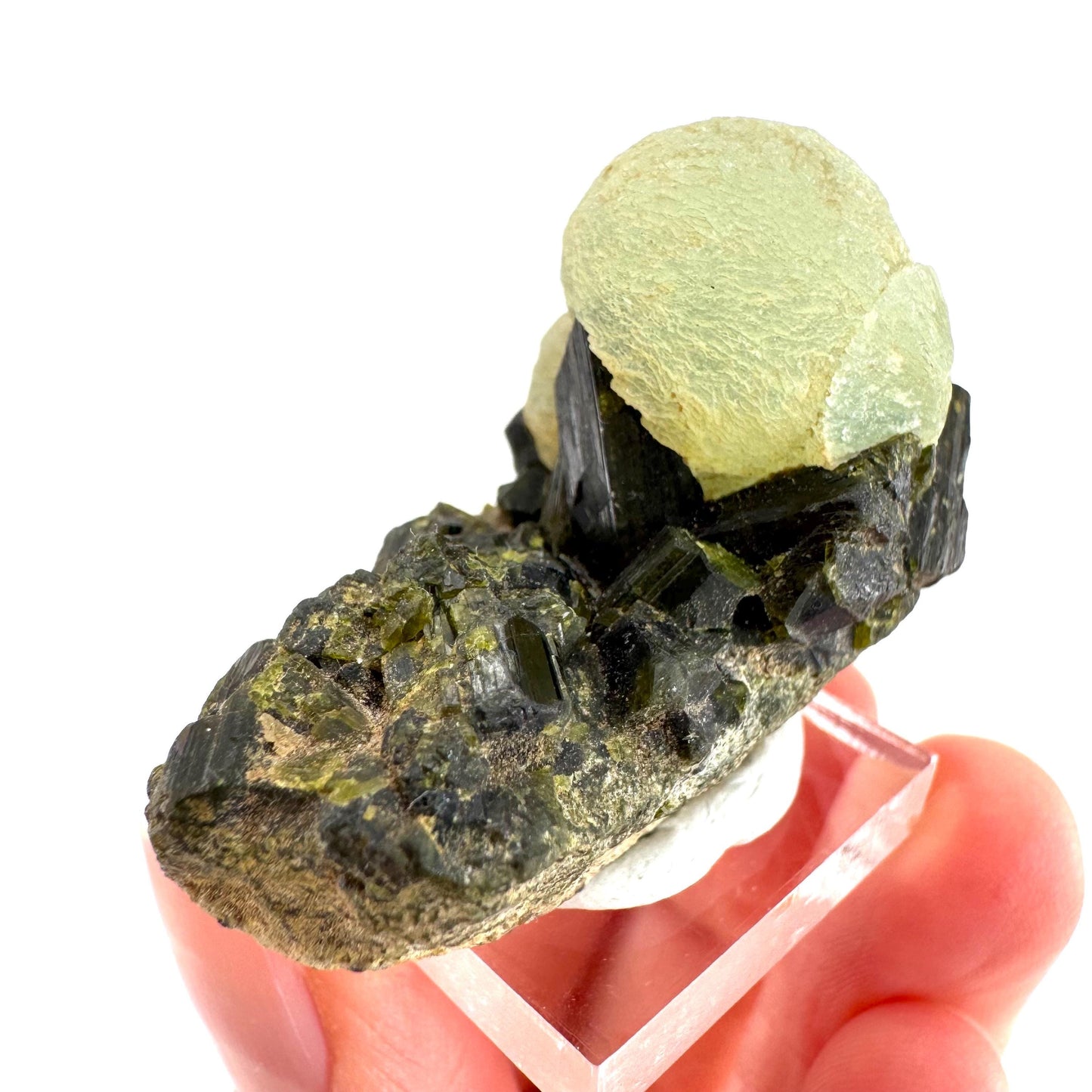 Prehnite with Epidote | Botryoidal green crystal, mineral specimen from Mali