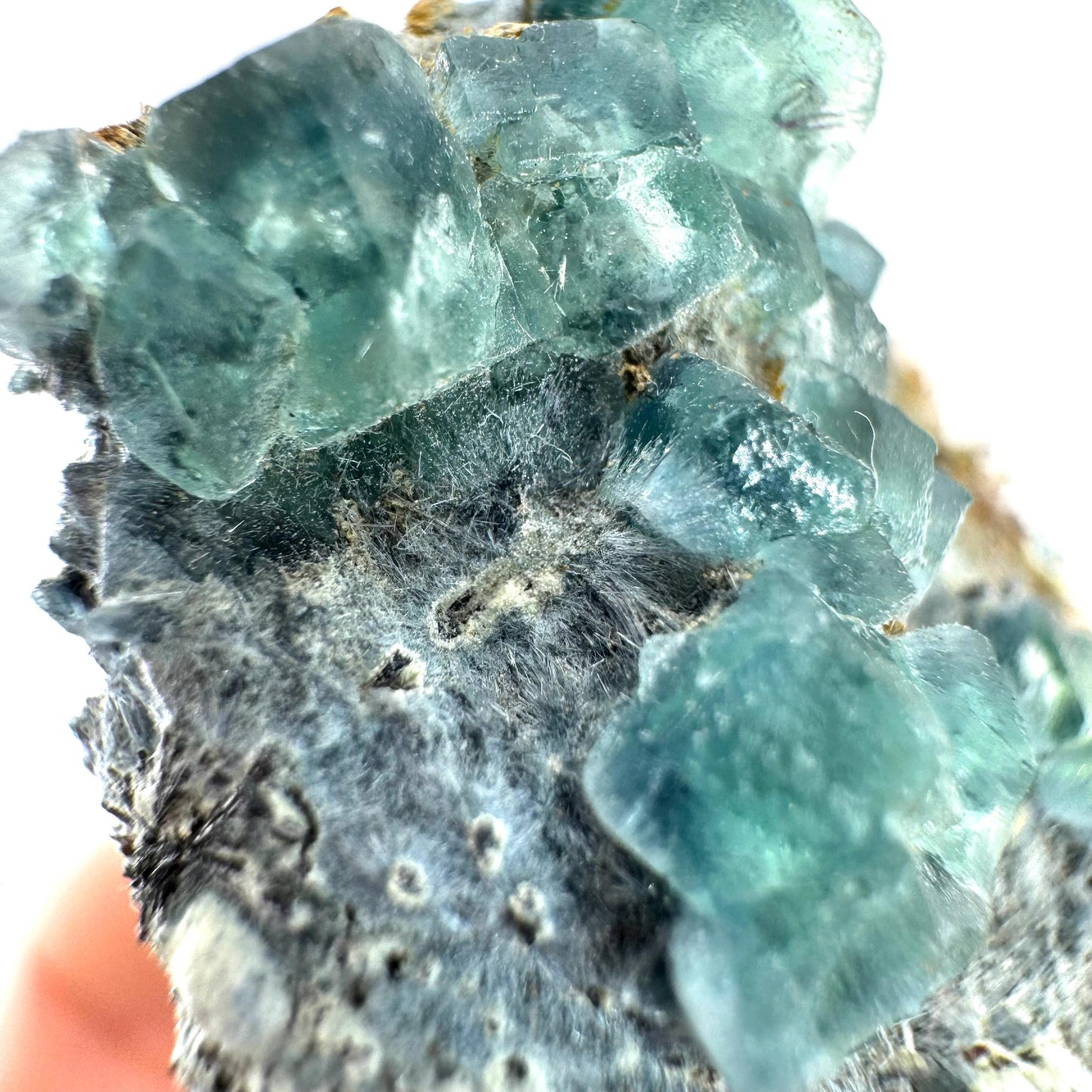 Fluorite, Foitite & Quartz on Feldspar | blue crystal cluster, Erongo mineral specimen
