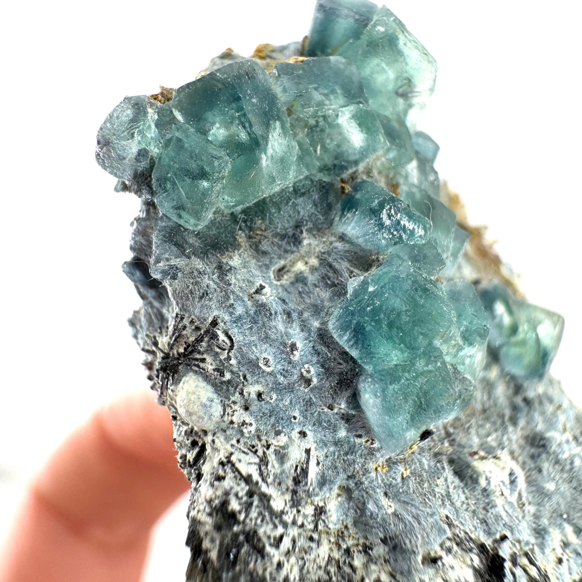 Fluorite, Foitite & Quartz on Feldspar | blue crystal cluster, Erongo mineral specimen