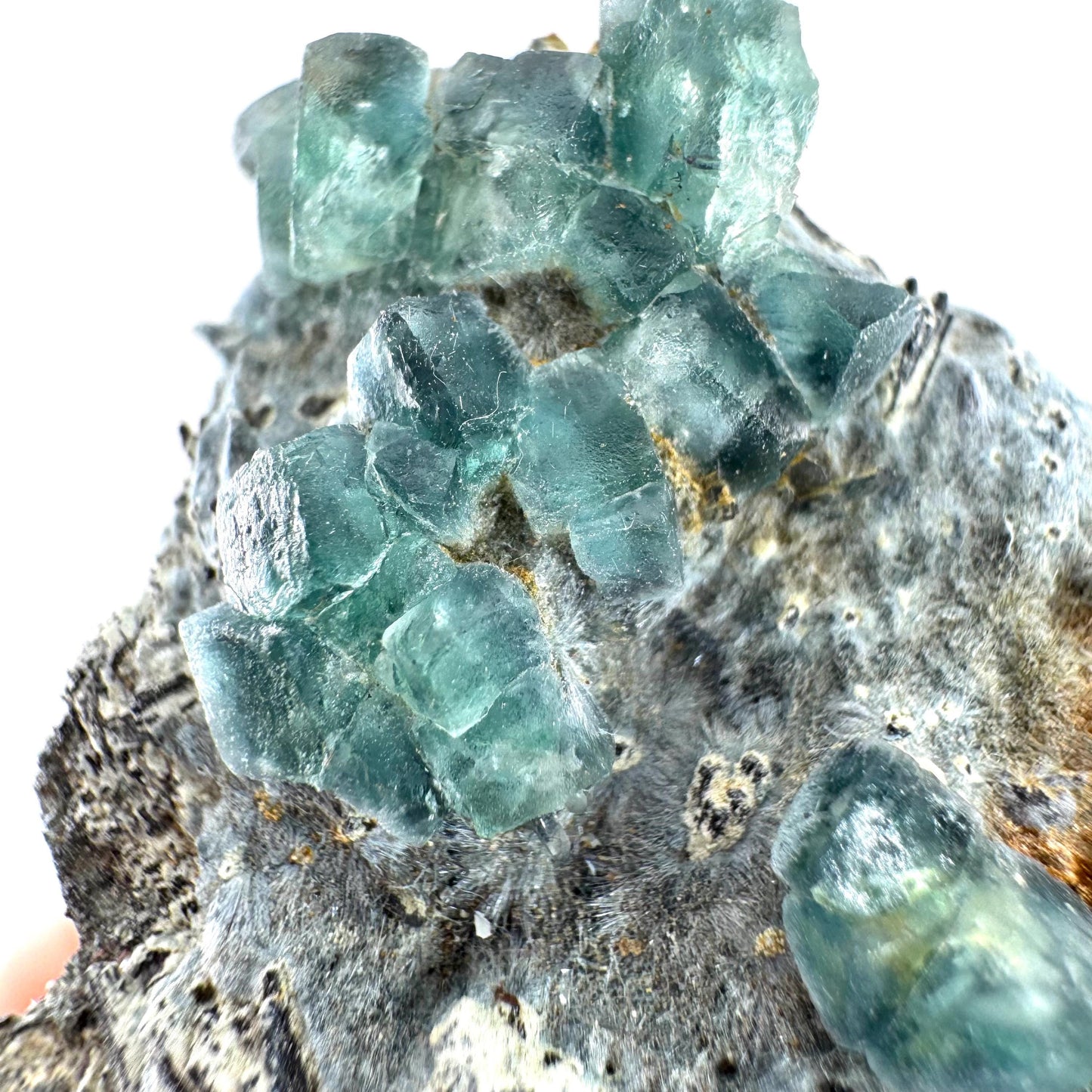 Fluorite, Foitite & Quartz on Feldspar | blue crystal cluster, Erongo mineral specimen