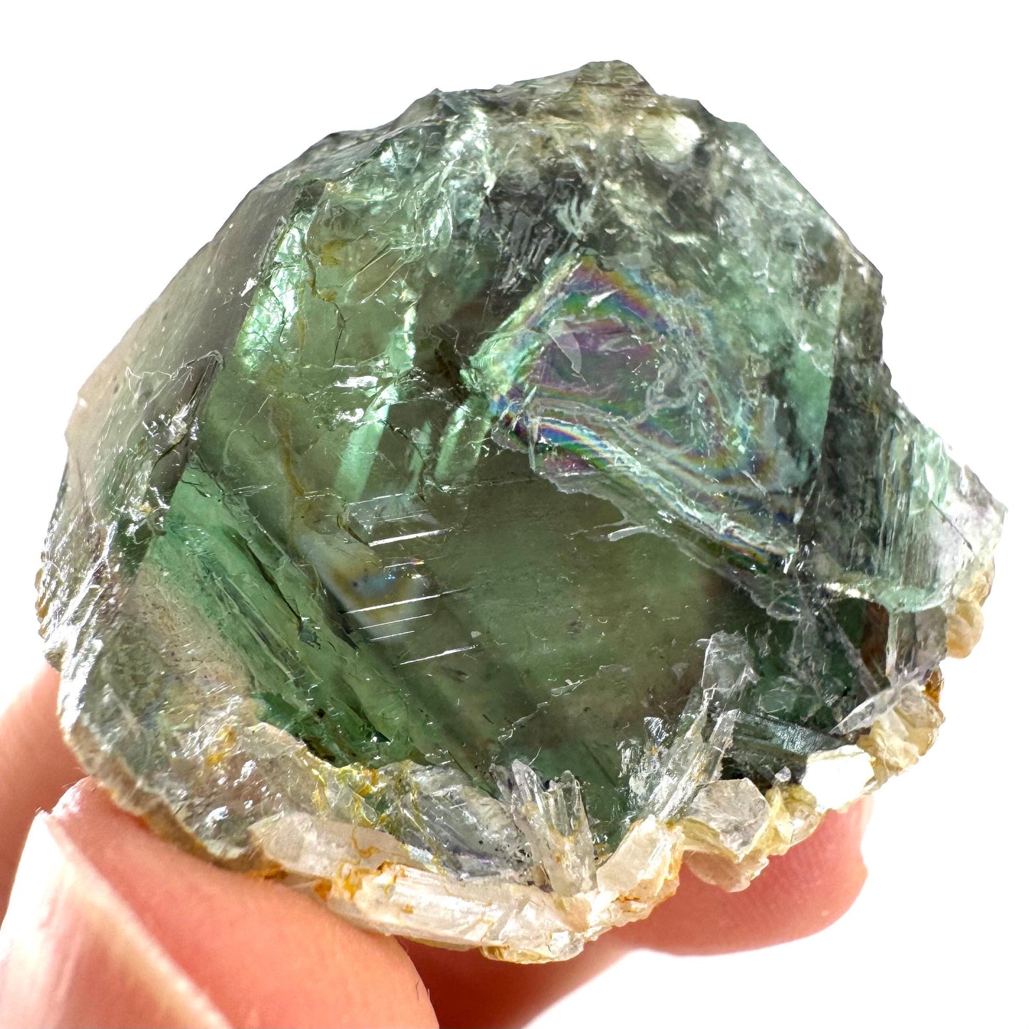 Okorusu Fluorite with Hyalite Opal | green crystal cluster, mineral specimen