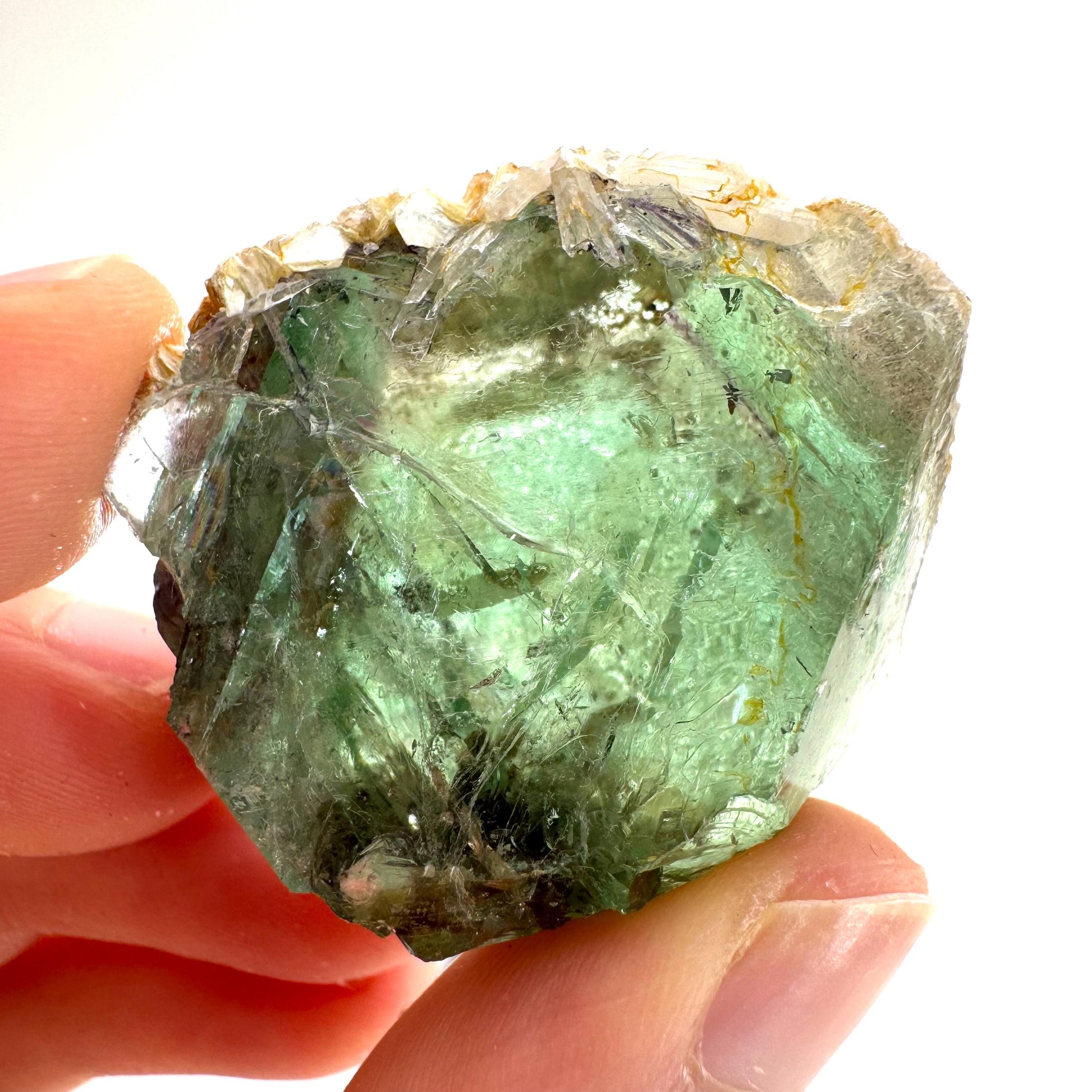 Okorusu Fluorite with Hyalite Opal | green crystal cluster, mineral specimen