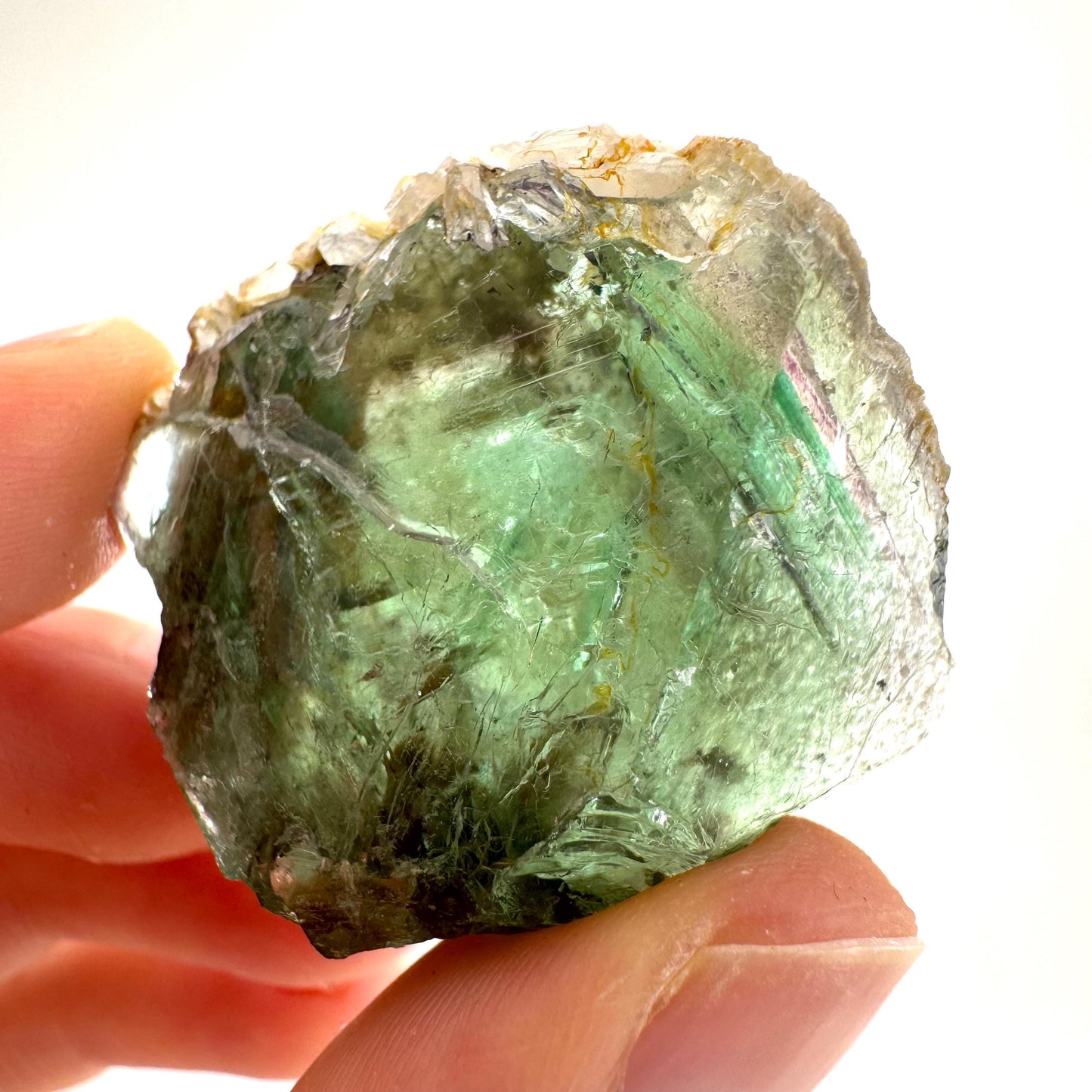 Okorusu Fluorite with Hyalite Opal | green crystal cluster, mineral specimen