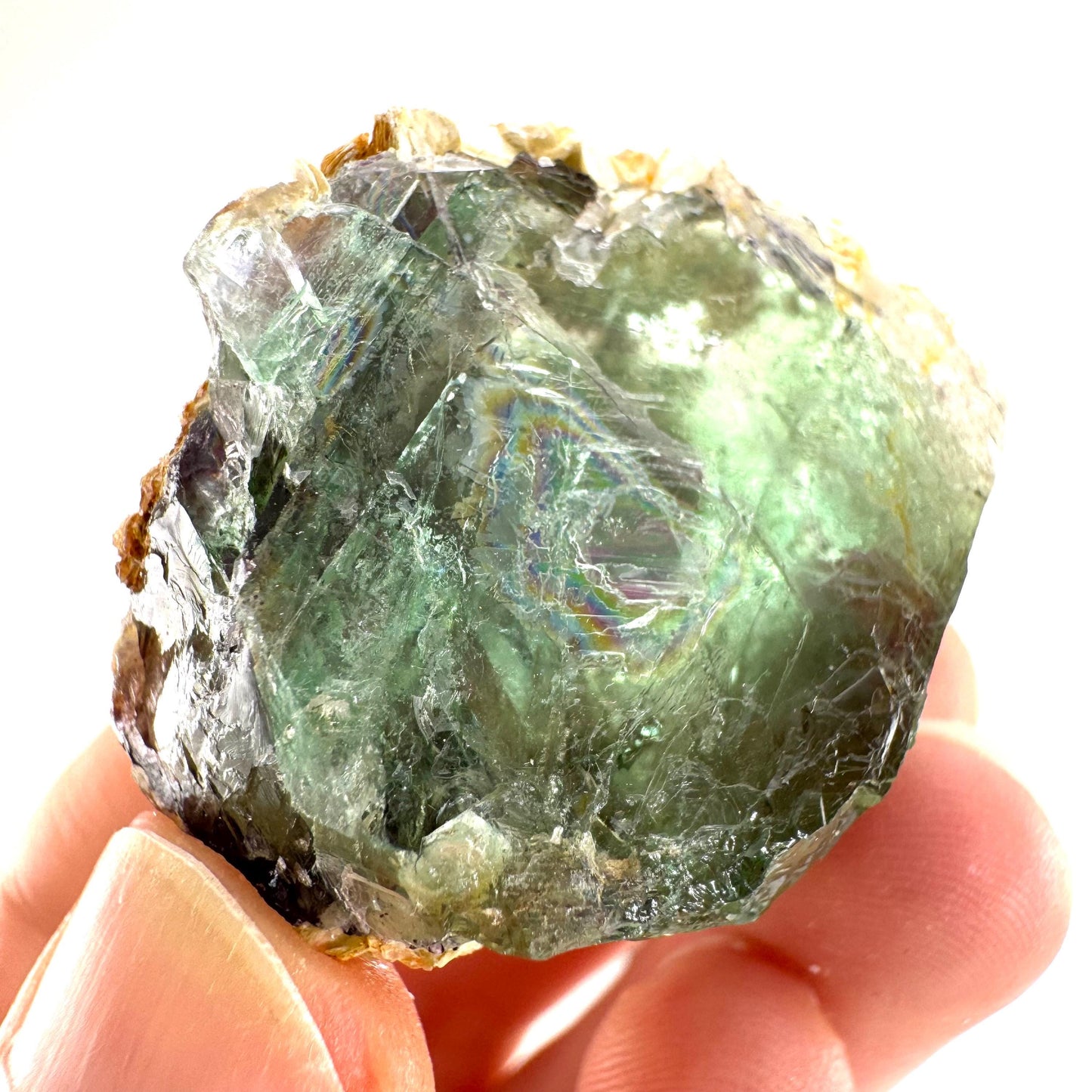 Okorusu Fluorite with Hyalite Opal | green crystal cluster, mineral specimen