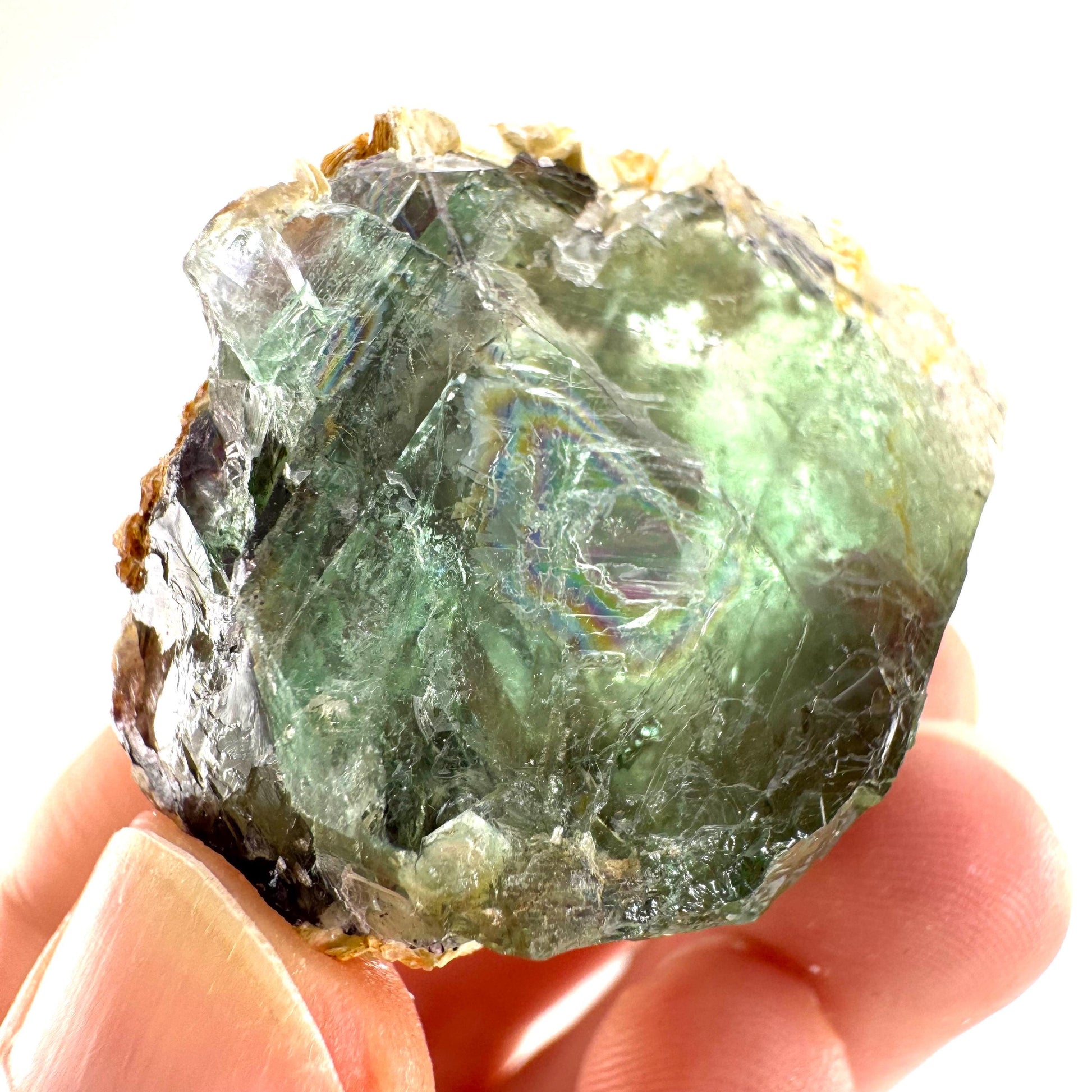 Okorusu Fluorite with Hyalite Opal | green crystal cluster, mineral specimen