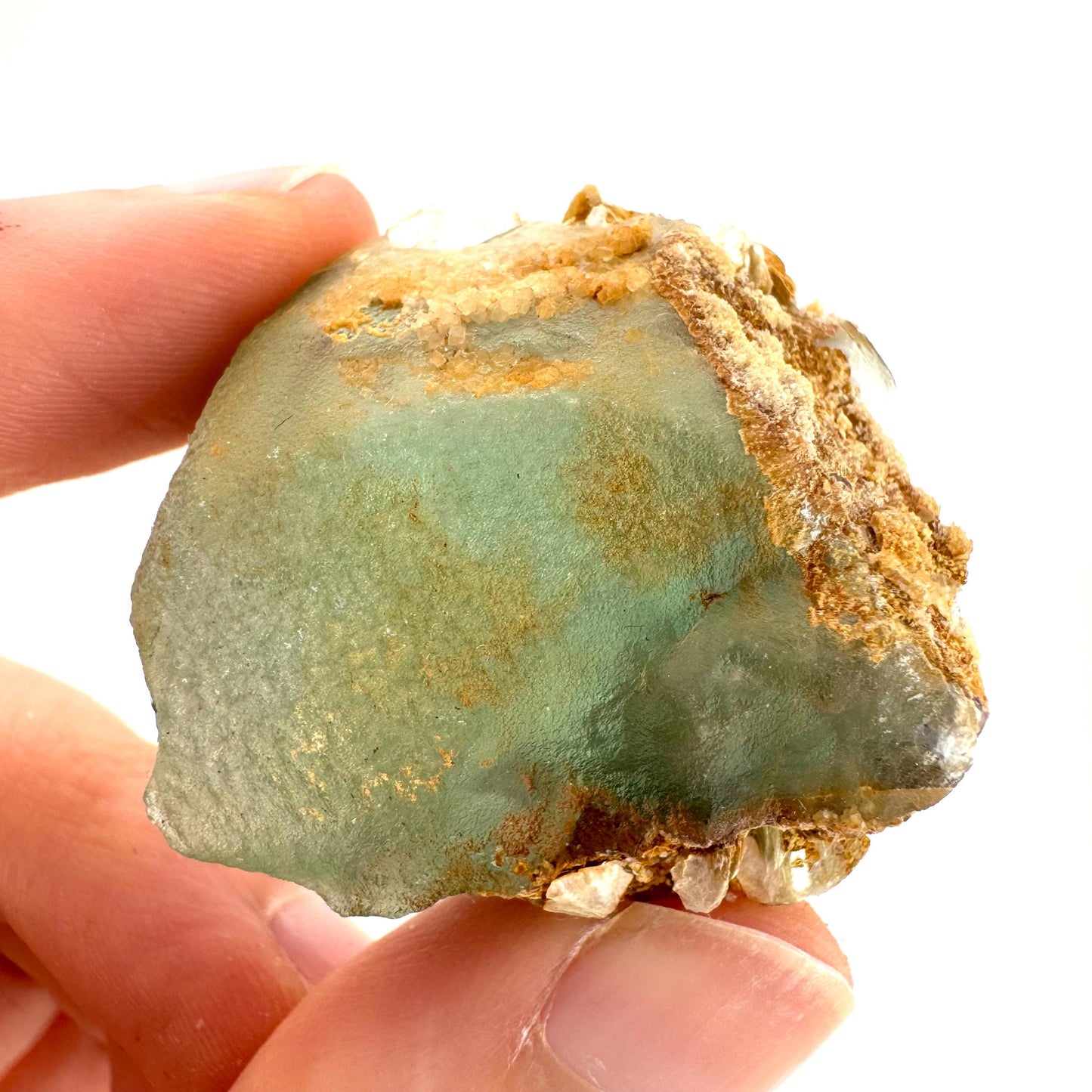 Okorusu Fluorite with Hyalite Opal | green crystal cluster, mineral specimen