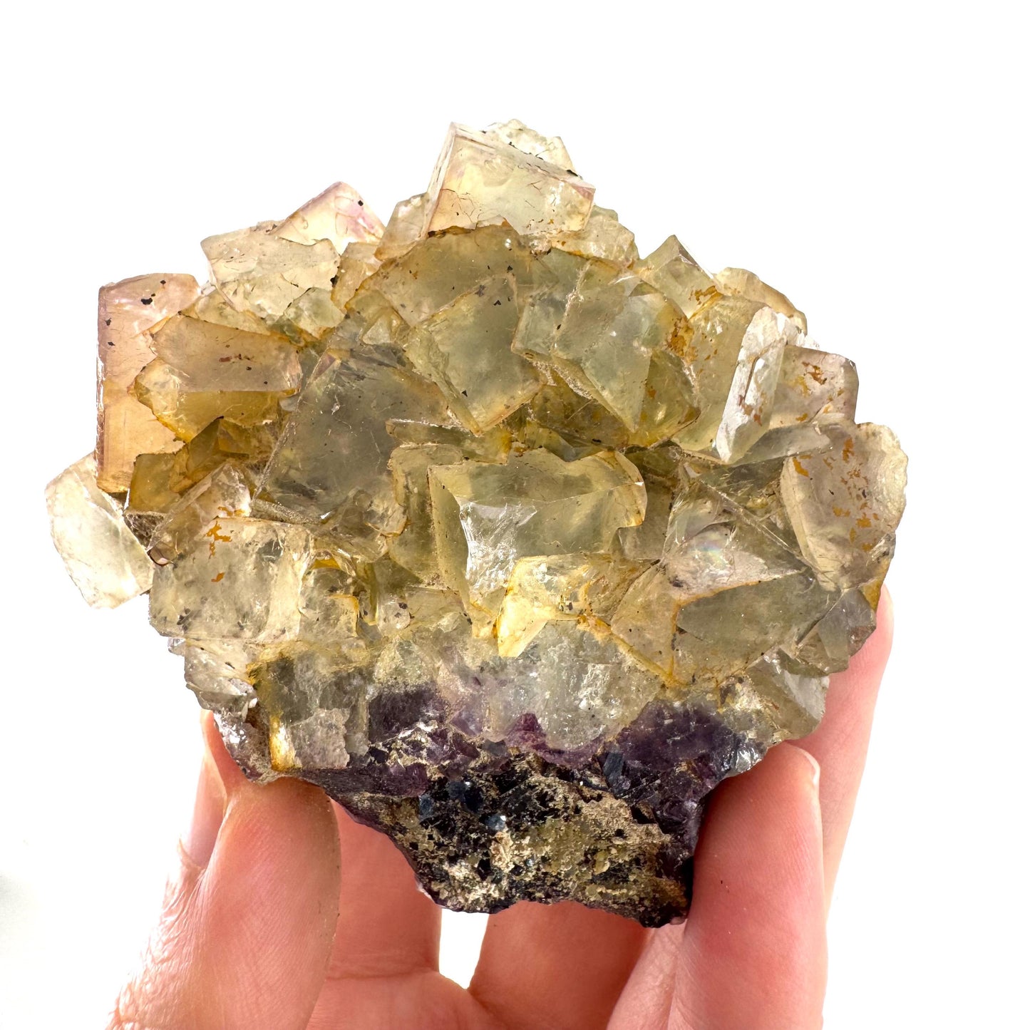 Okorusu Fluorite | yellow & purple crystal cluster, mineral specimen from Namibia