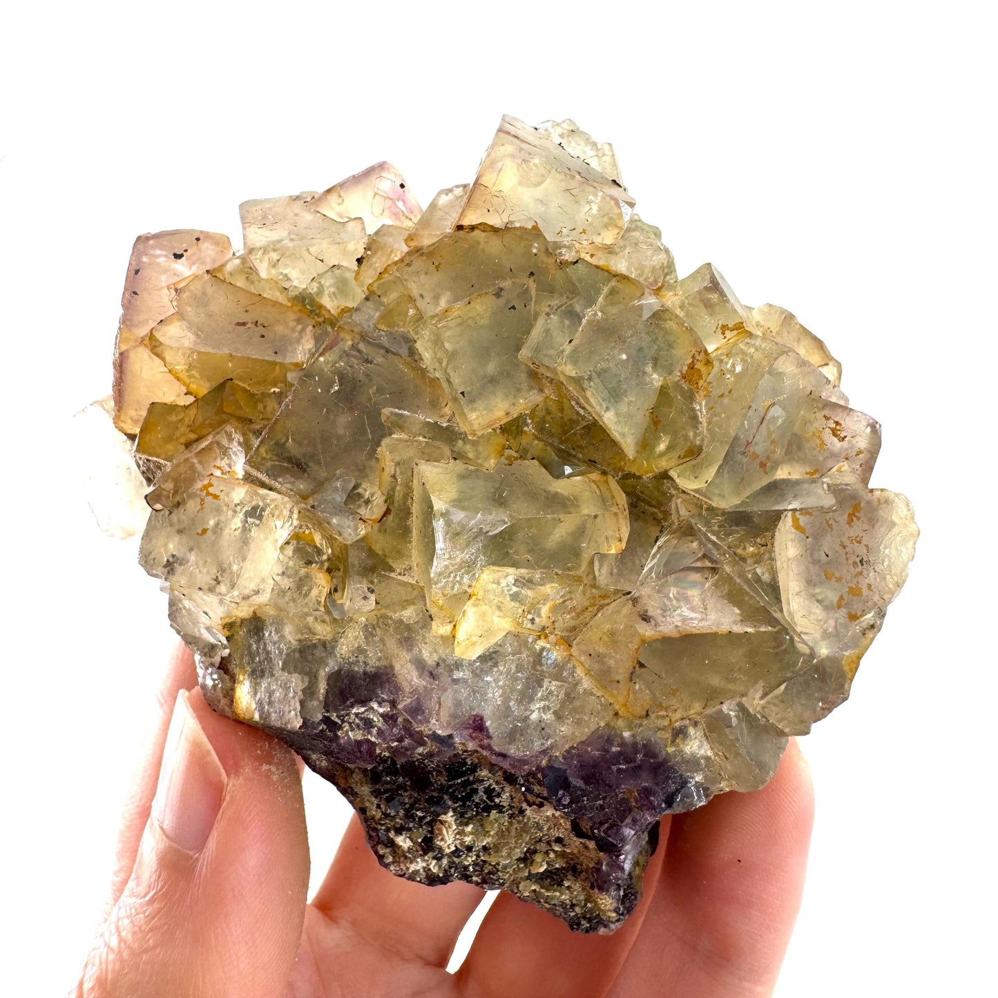 Okorusu Fluorite | yellow & purple crystal cluster, mineral specimen from Namibia