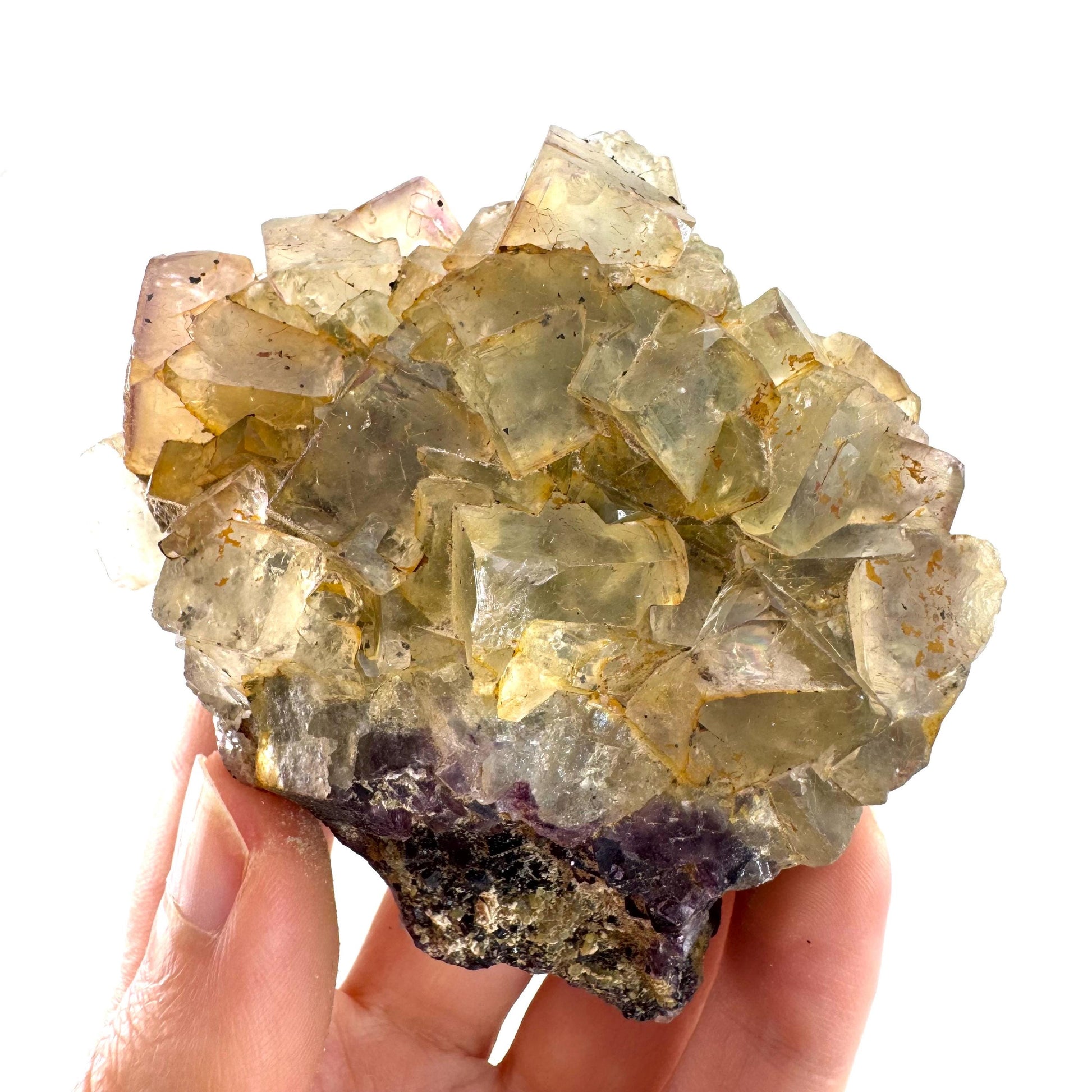 Okorusu Fluorite | yellow & purple crystal cluster, mineral specimen from Namibia