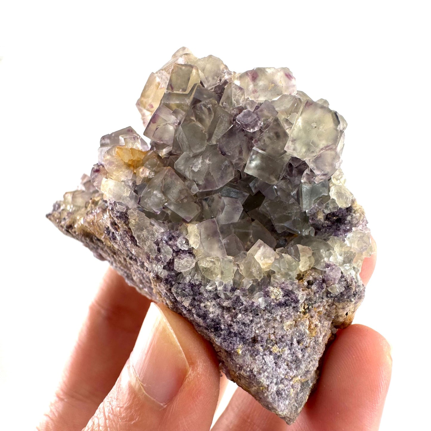 Okorusu Fluorite | colorless & purple crystal cluster, mineral specimen from Namibia