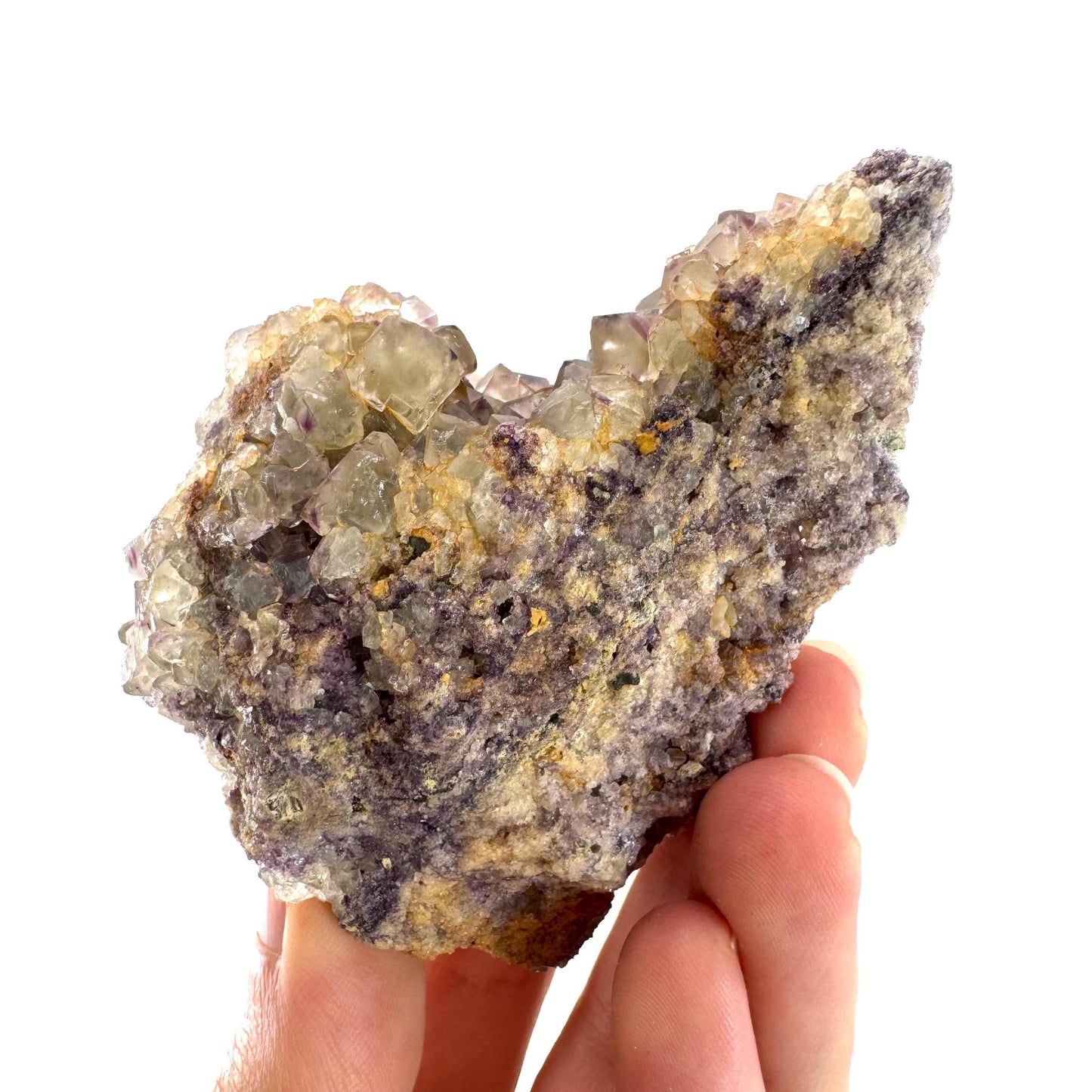 Okorusu Fluorite | colorless & purple crystal cluster, mineral specimen from Namibia