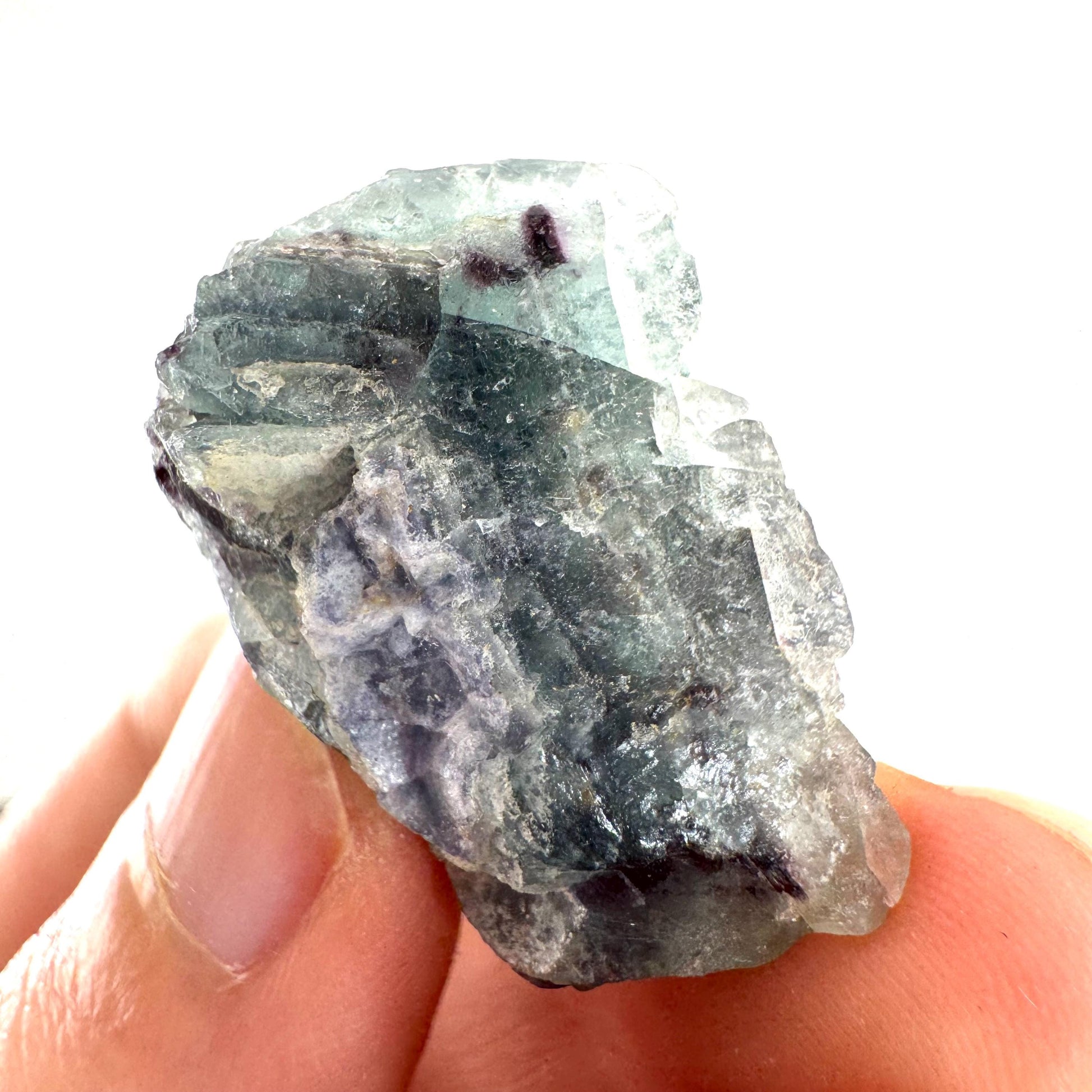Okorusu Fluorite | green-blue raw fluorite crystal cluster, mineral specimen