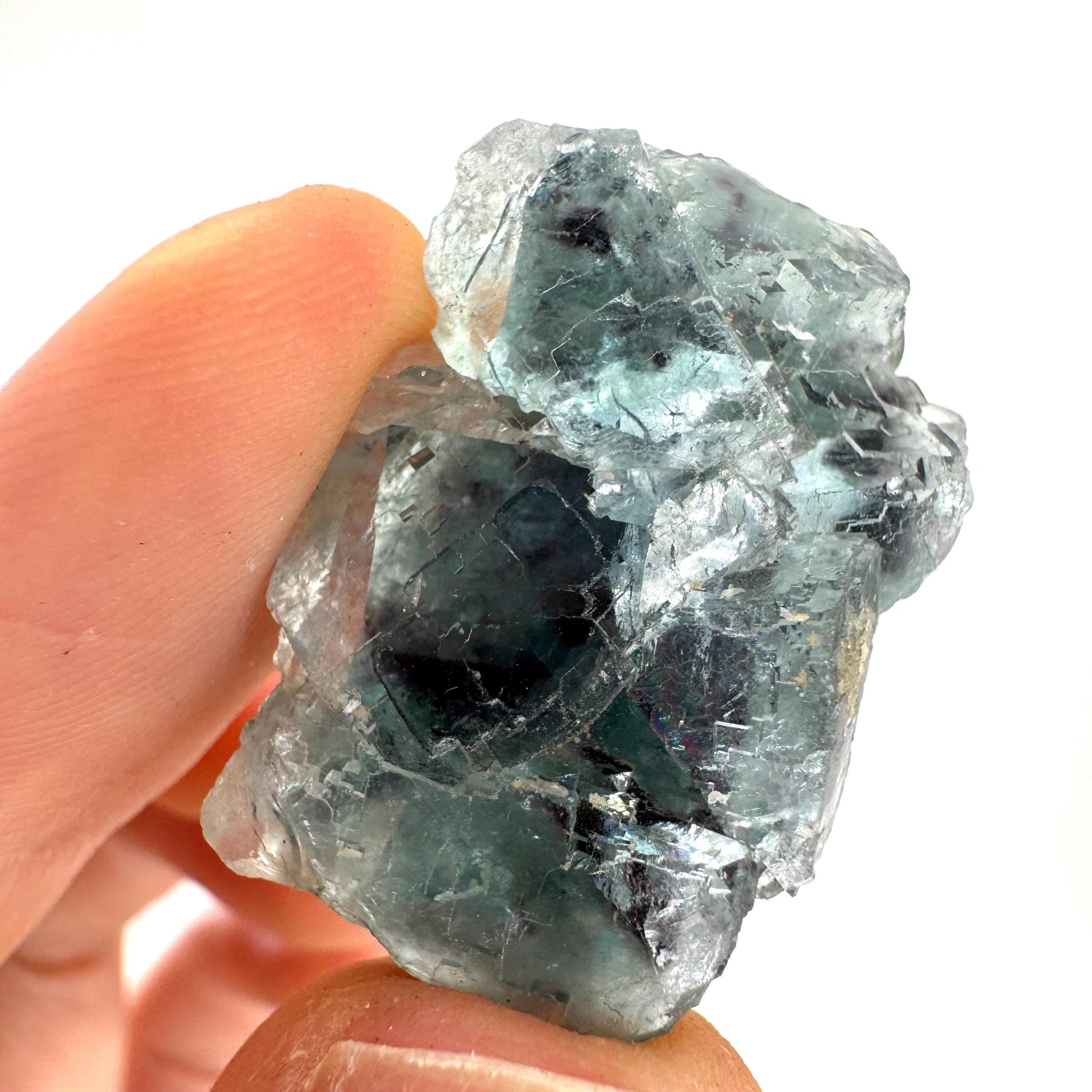 Okorusu Fluorite | green-blue raw fluorite crystal cluster, mineral specimen