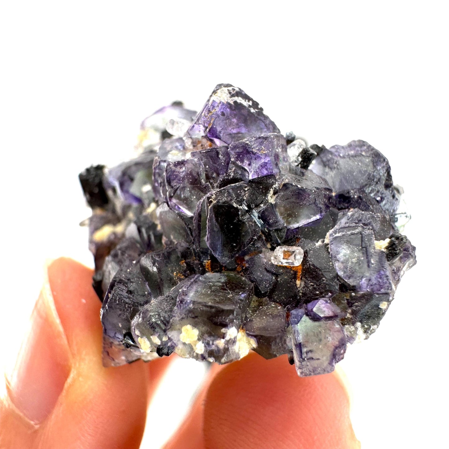 Fluorite w/ Schorl, & Beryl | “Lollipop pocket”, purple crystal cluster, Erongo mineral specimen