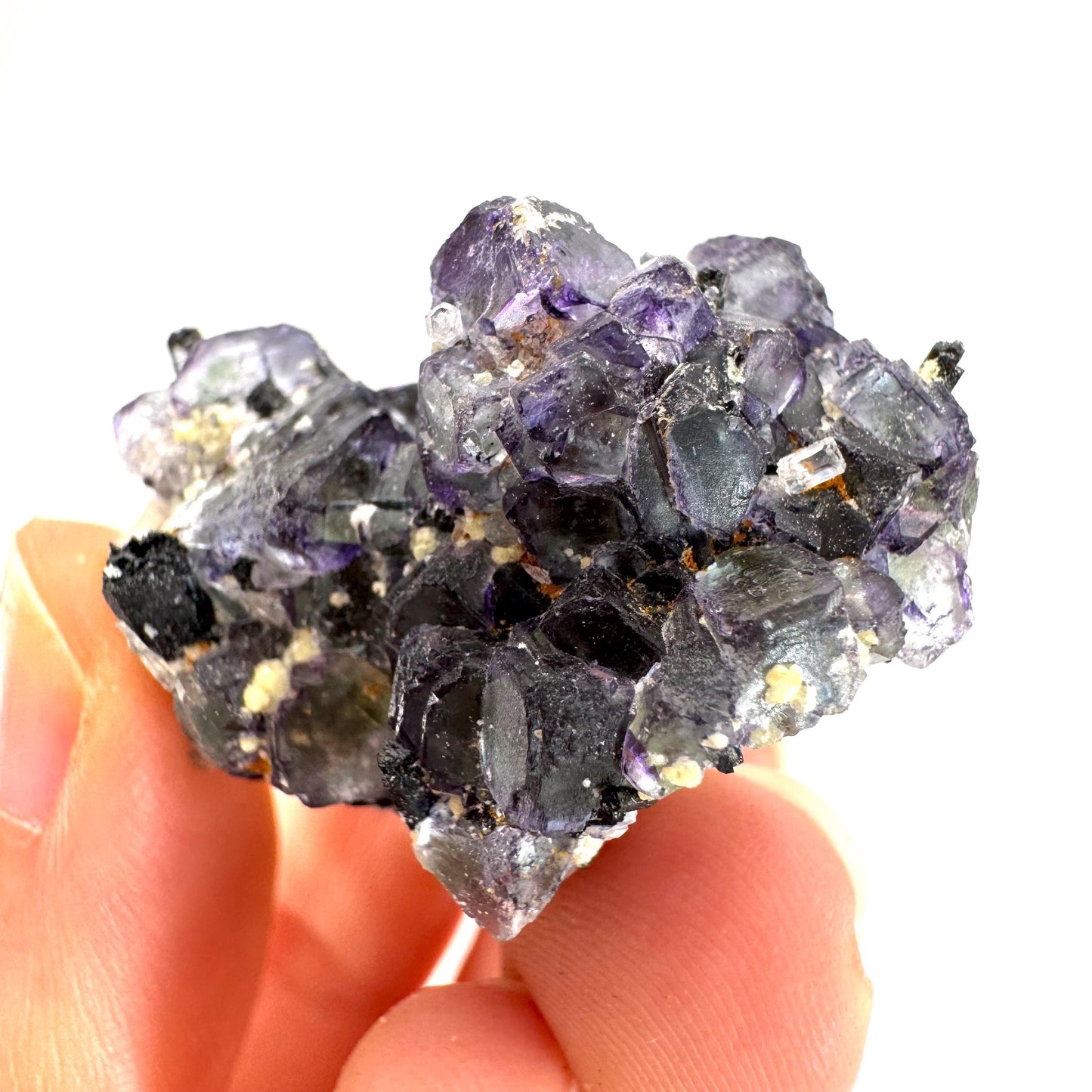Fluorite w/ Schorl, & Beryl | “Lollipop pocket”, purple crystal cluster, Erongo mineral specimen