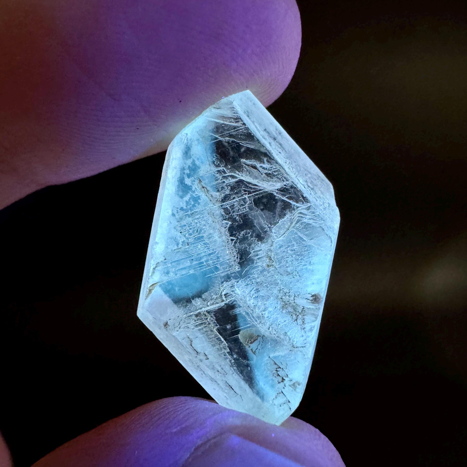 Hourglass Selenite | Phosphorescent UV Reactive Gypsum Crystal from Canada