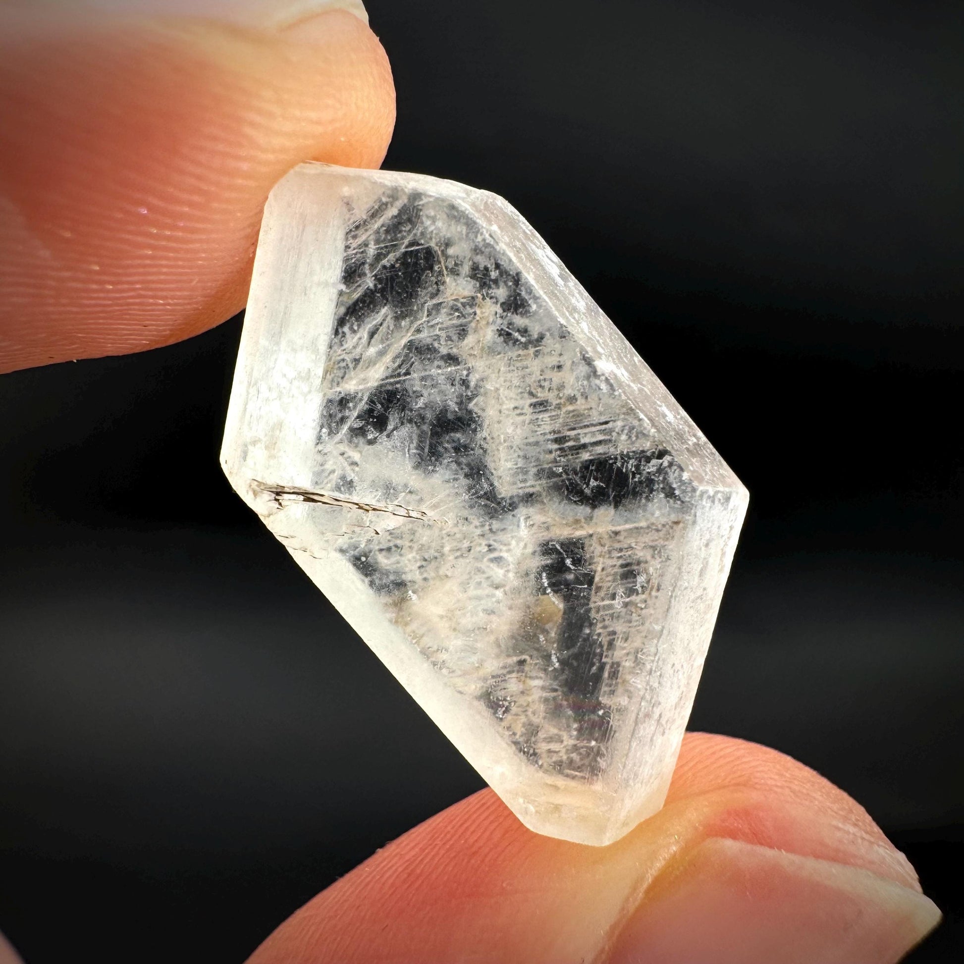 Hourglass Selenite | Phosphorescent UV Reactive Gypsum Crystal from Canada
