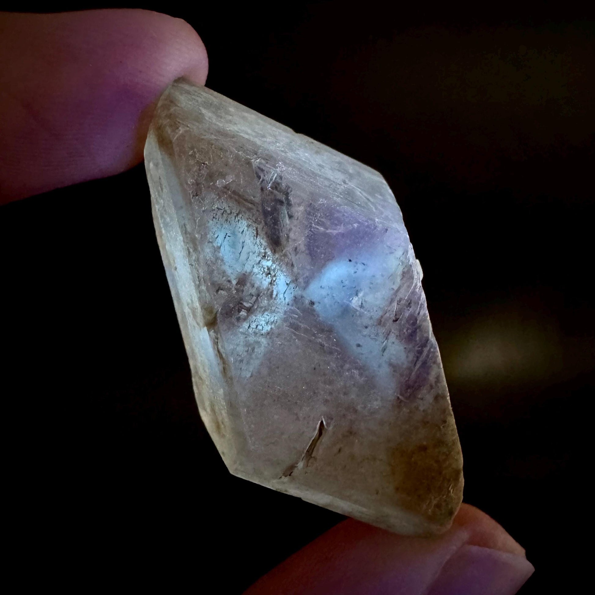 Hourglass Selenite | Phosphorescent UV Reactive Gypsum Crystal from Canada