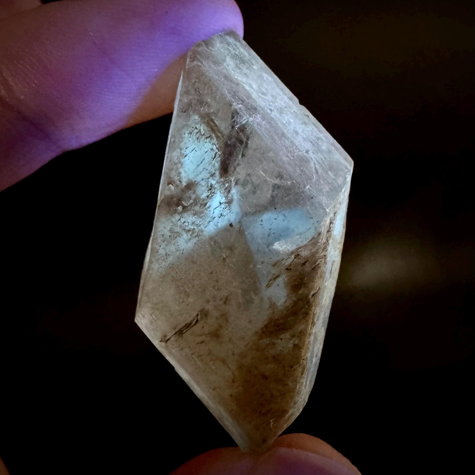 Hourglass Selenite | Phosphorescent UV Reactive Gypsum Crystal from Canada