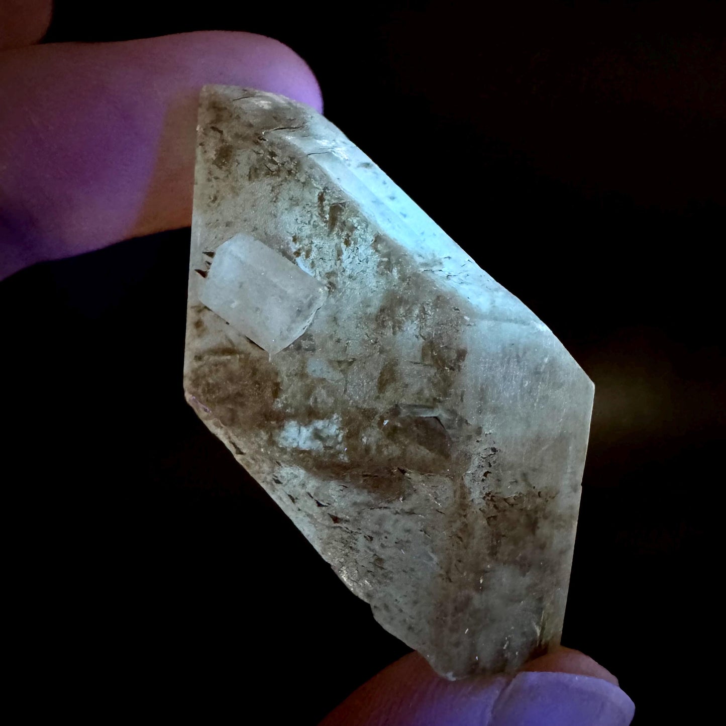 Hourglass Selenite | Phosphorescent UV Reactive Gypsum Crystal from Canada