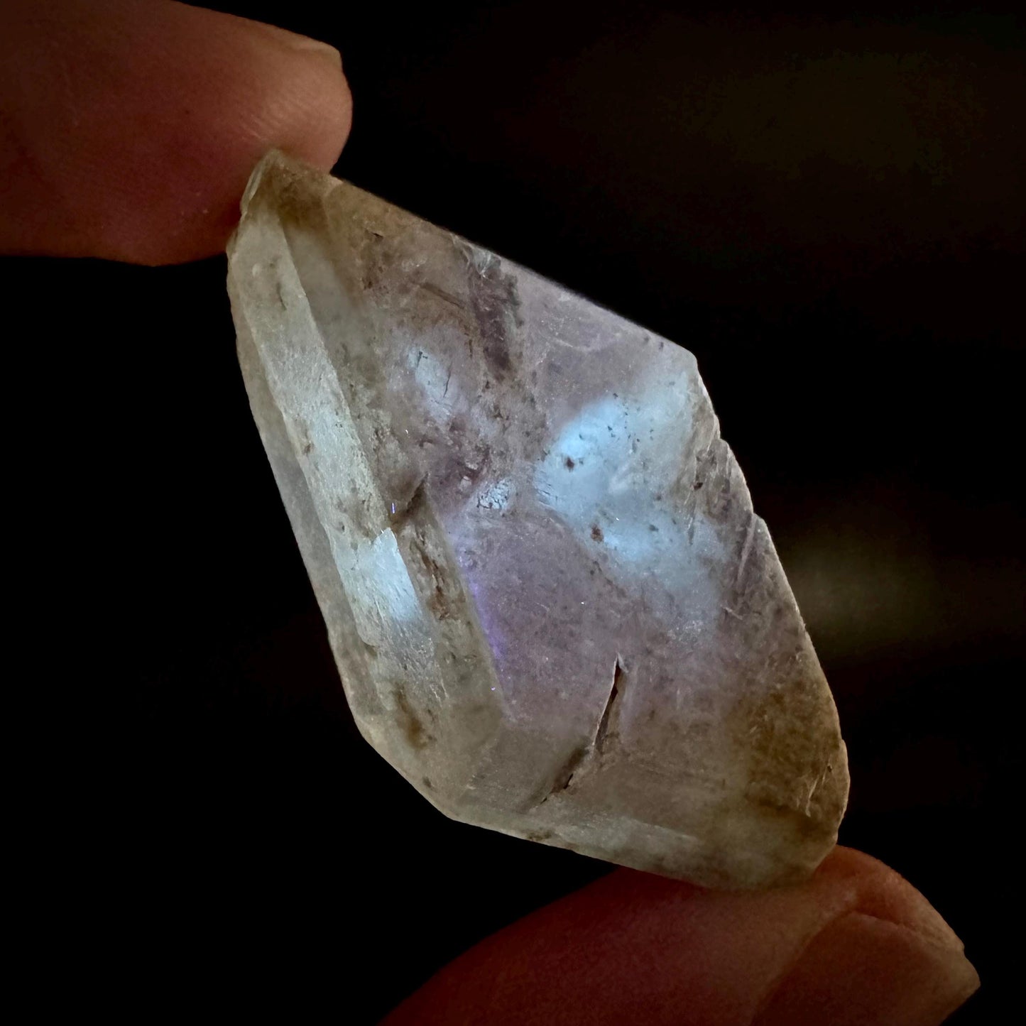 Hourglass Selenite | Phosphorescent UV Reactive Gypsum Crystal from Canada