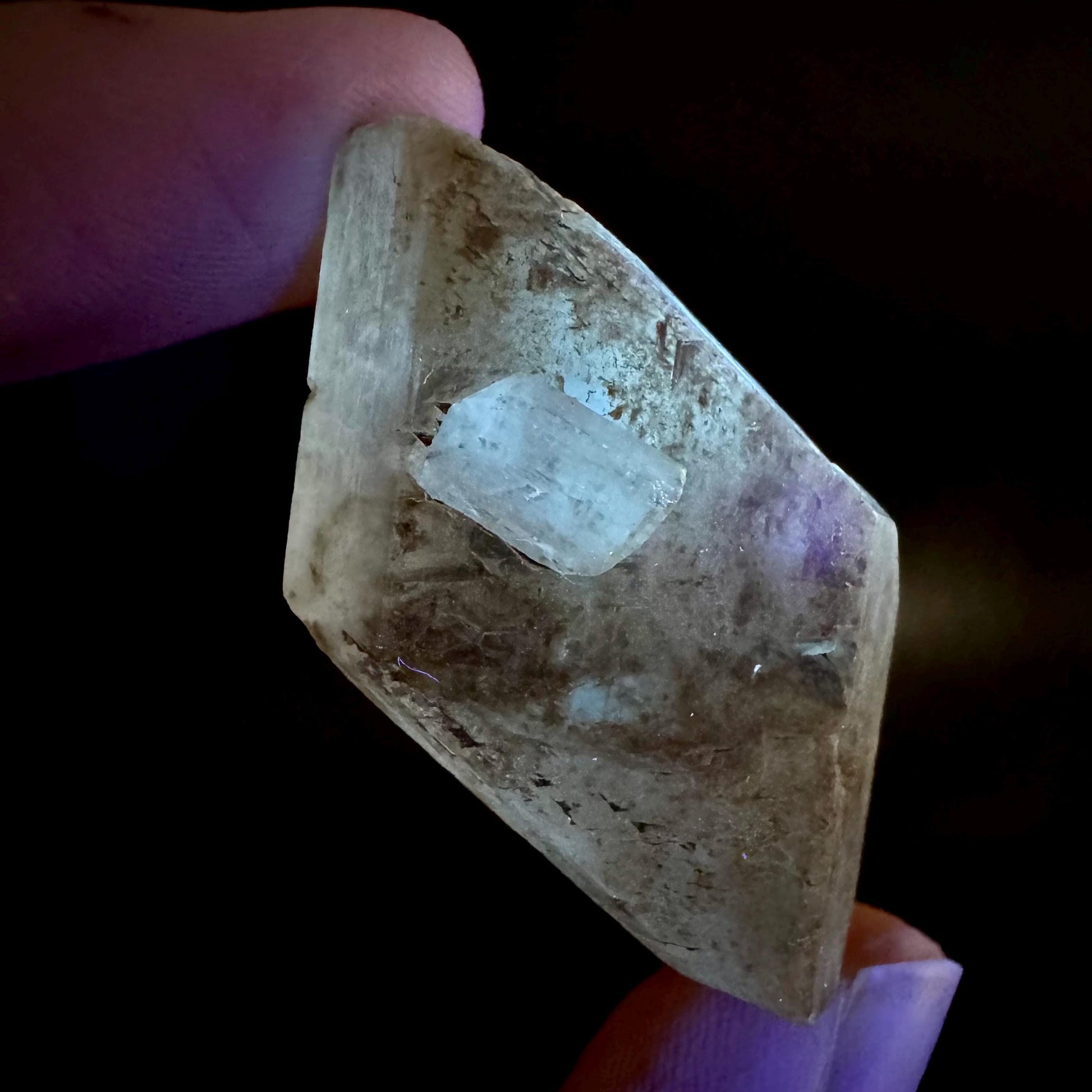 Hourglass Selenite | Phosphorescent UV Reactive Gypsum Crystal from Canada