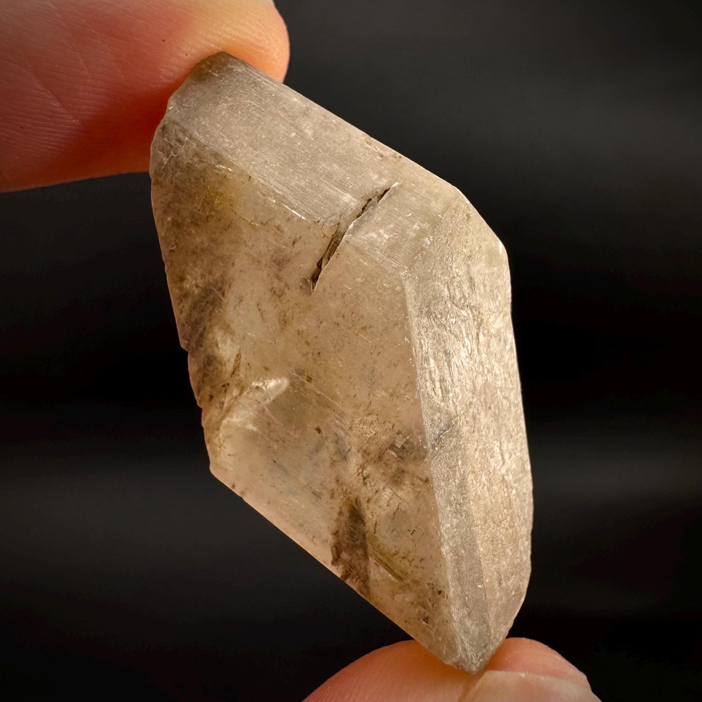 Hourglass Selenite | Phosphorescent UV Reactive Gypsum Crystal from Canada
