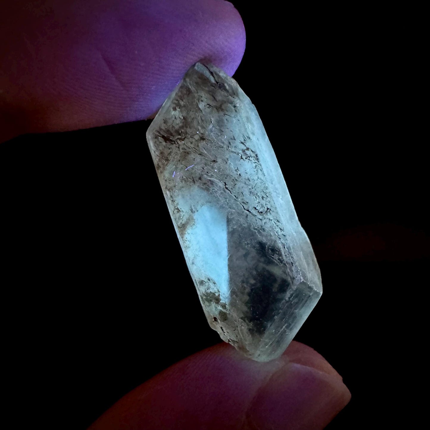 Hourglass Selenite | Phosphorescent UV Reactive Gypsum Crystal from Canada