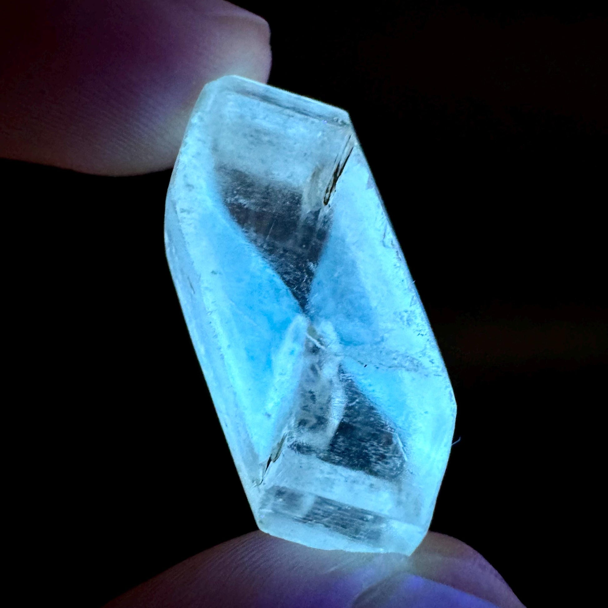 Hourglass Selenite | Phosphorescent UV Reactive Gypsum Crystal from Canada