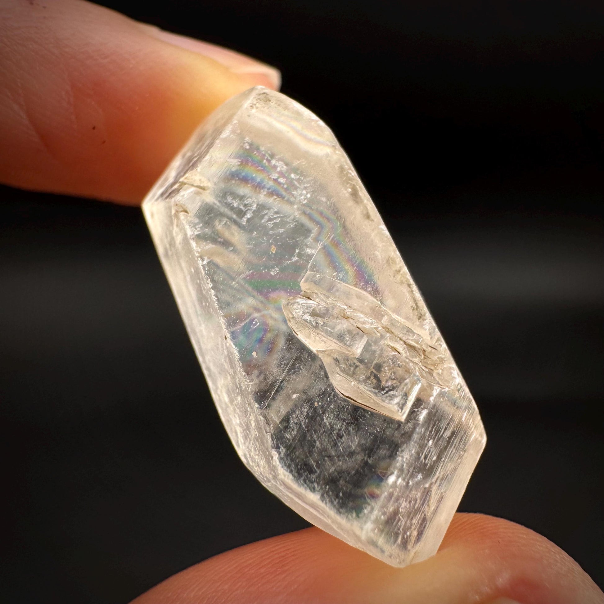 Hourglass Selenite | Phosphorescent UV Reactive Gypsum Crystal from Canada
