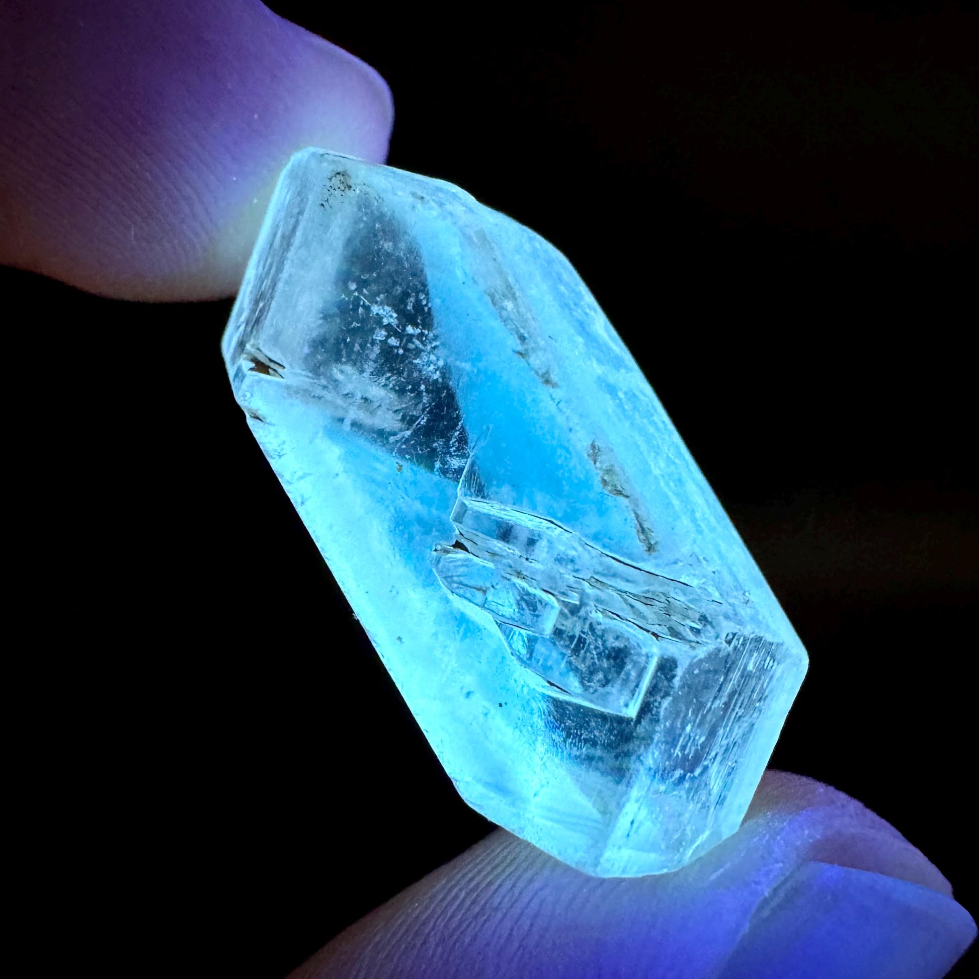 Hourglass Selenite | Phosphorescent UV Reactive Gypsum Crystal from Canada