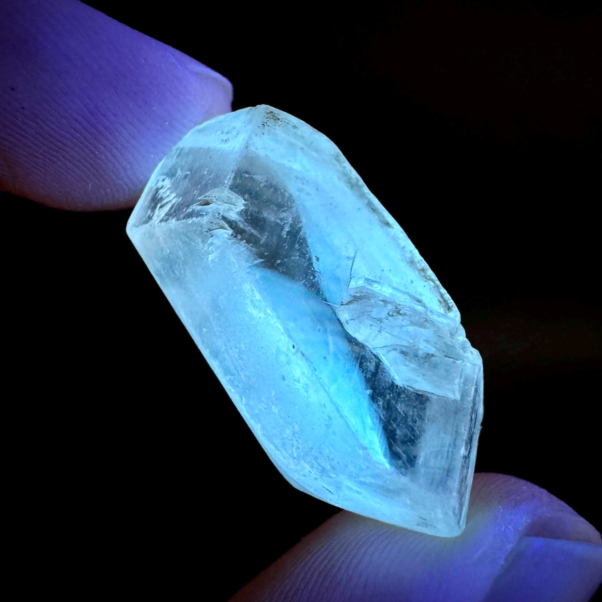 Hourglass Selenite | Phosphorescent UV Reactive Gypsum Crystal from Canada