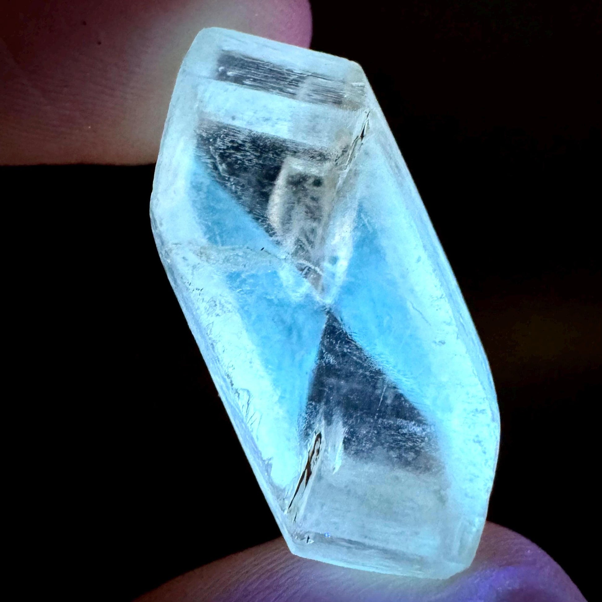 Hourglass Selenite | Phosphorescent UV Reactive Gypsum Crystal from Canada