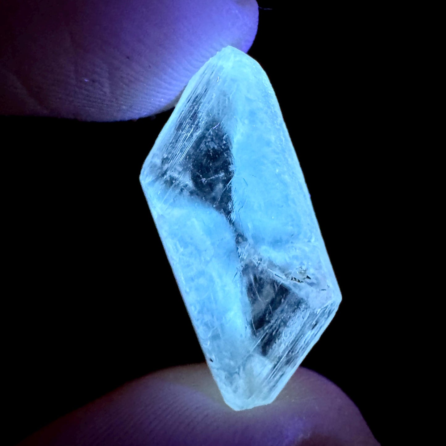 Hourglass Selenite | Phosphorescent UV Reactive Gypsum Crystal from Canada