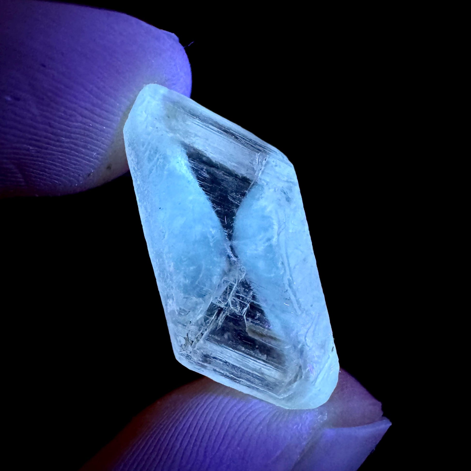 Hourglass Selenite | Phosphorescent UV Reactive Gypsum Crystal from Canada
