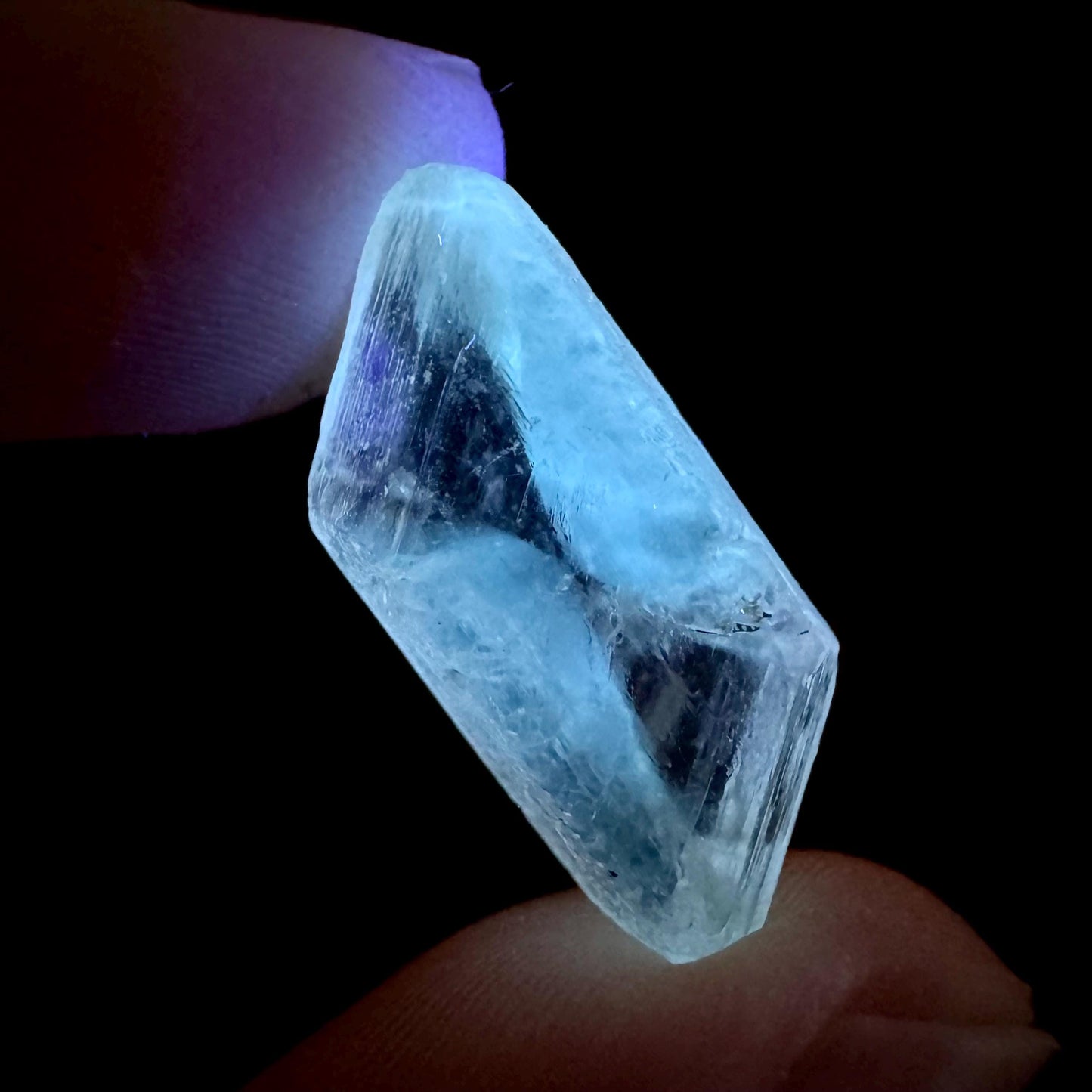 Hourglass Selenite | Phosphorescent UV Reactive Gypsum Crystal from Canada