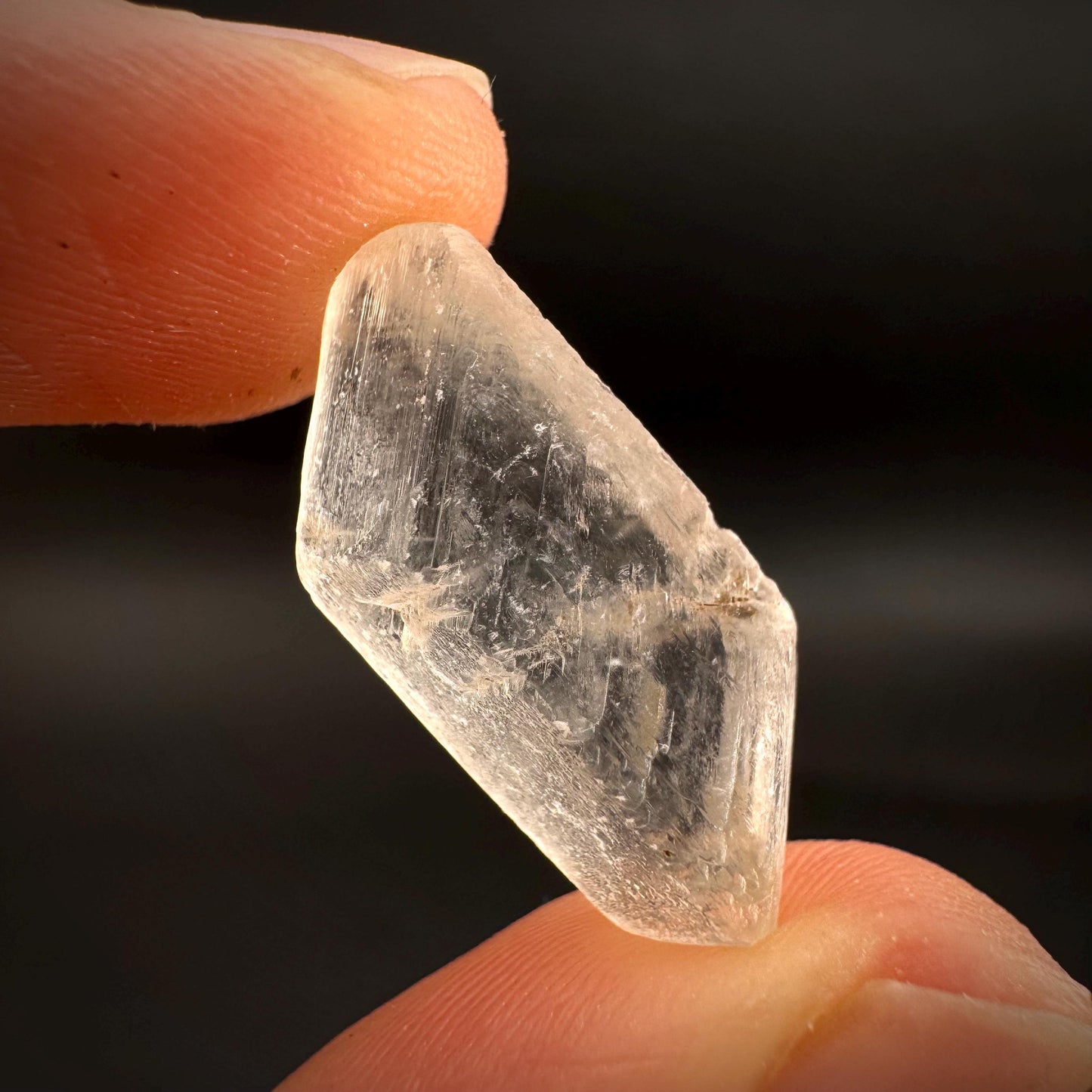 Hourglass Selenite | Phosphorescent UV Reactive Gypsum Crystal from Canada