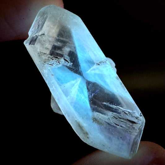 Hourglass Selenite | Phosphorescent UV Reactive Gypsum Crystal from Canada