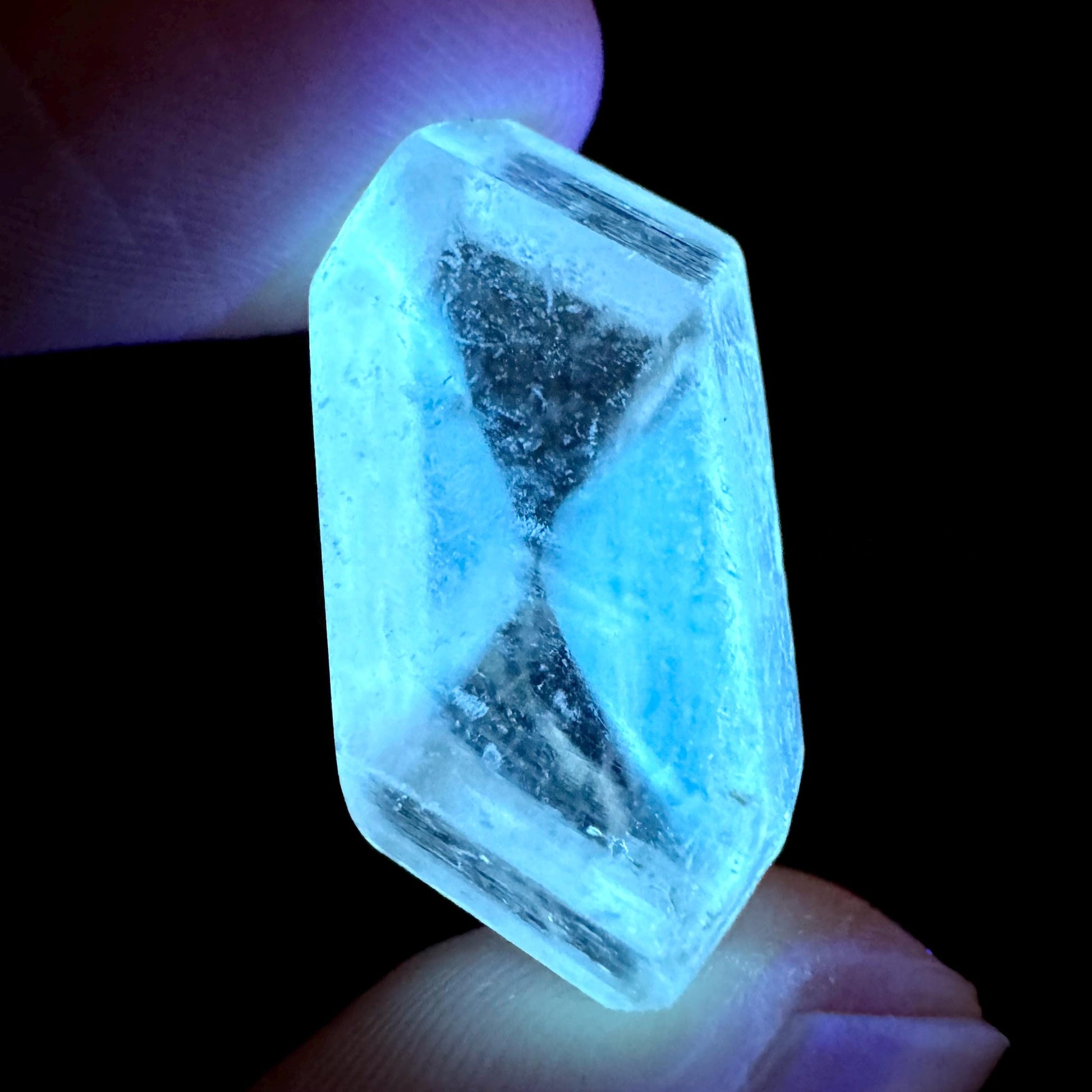 Hourglass Selenite | Phosphorescent UV Reactive Gypsum Crystal from Canada